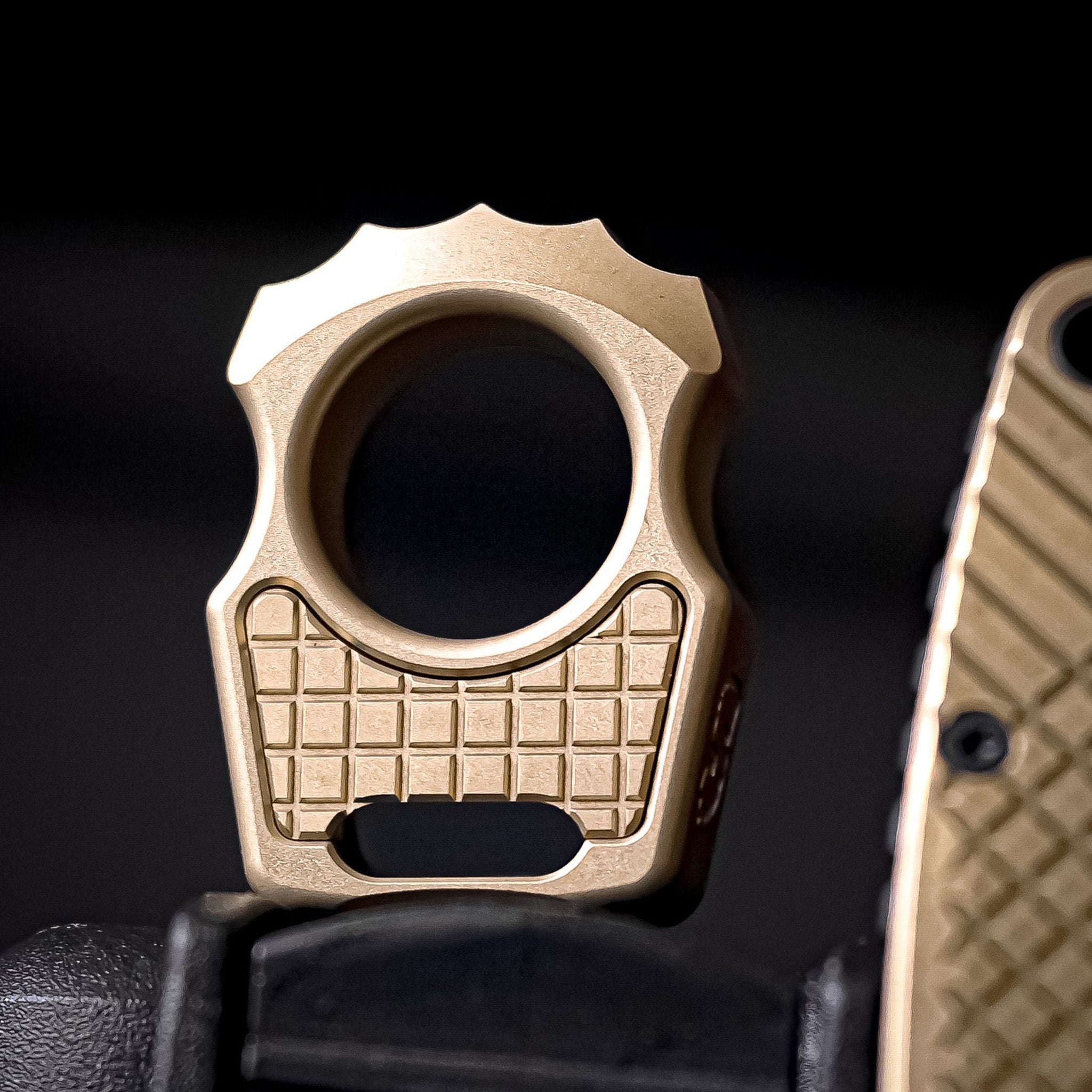 Set of Brass Fidget Keychain Swampy Alligator & Replaceable Brass Frag Pattern Inlay