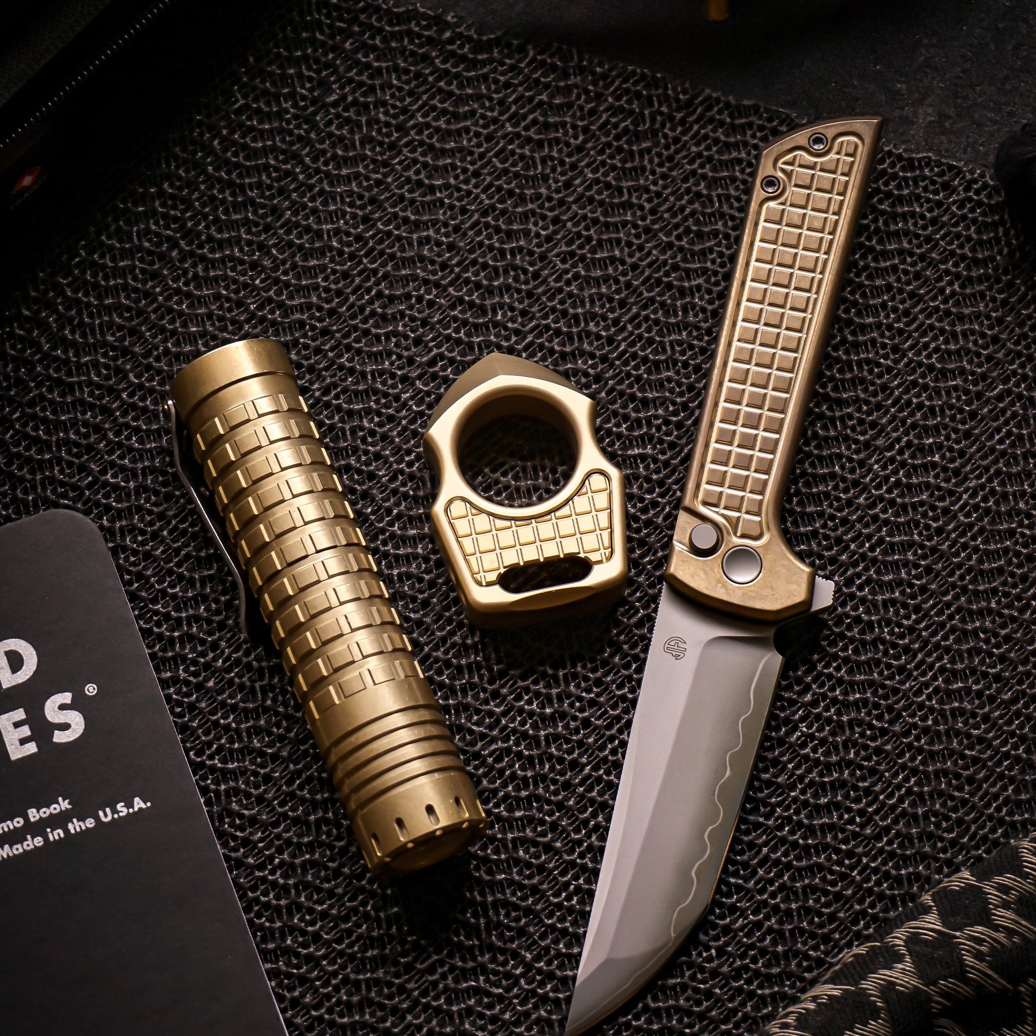 Set of Swampy Shark Brass EDC Keychain Bottle Opener & Replaceable Frag Pattern Inlay