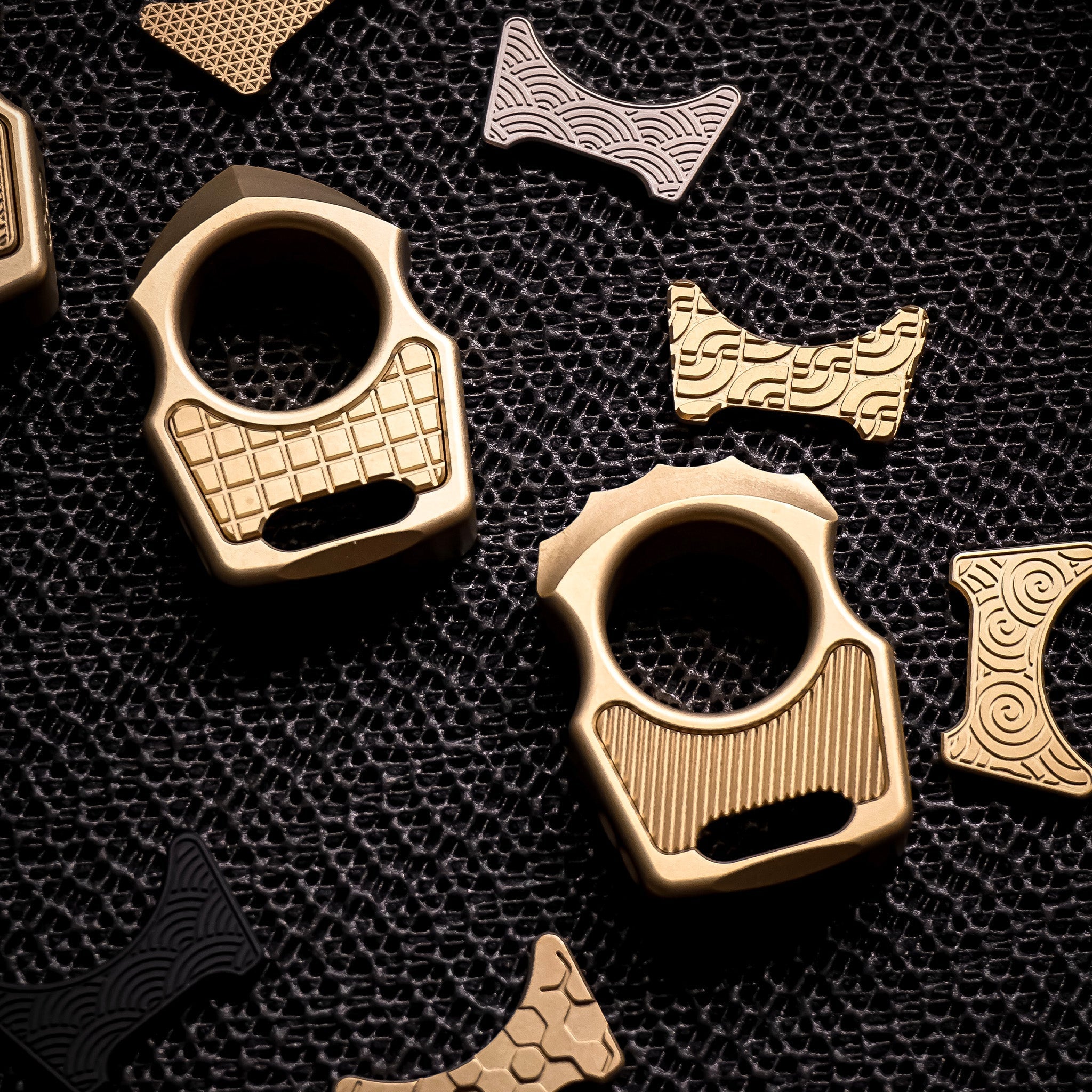 Set of Swampy Shark Brass EDC Keychain Bottle Opener & Replaceable Frag Pattern Inlay