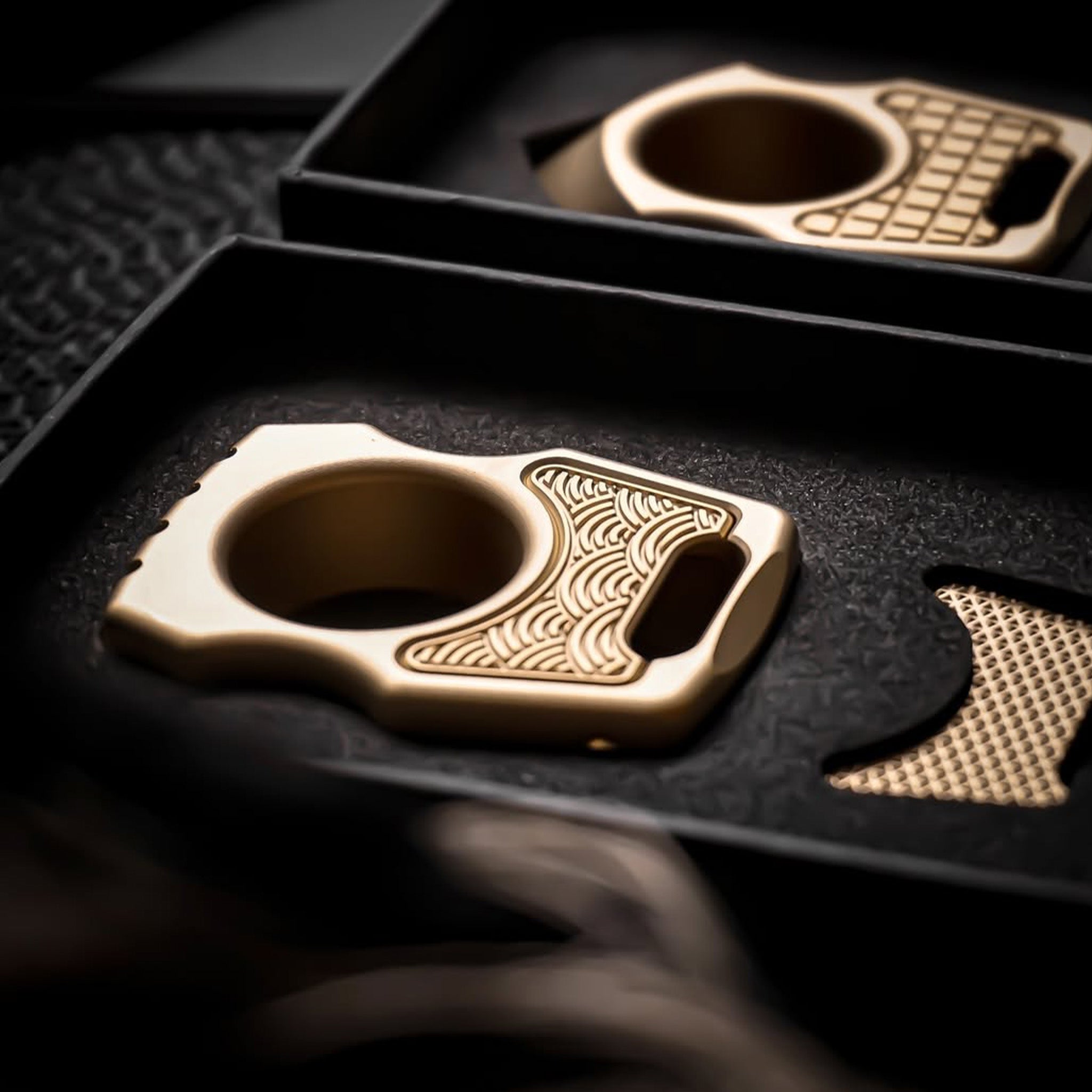 Set of Brass Bottle Opener Keychain Swampy Whale & Brass Inlay Seigaiha