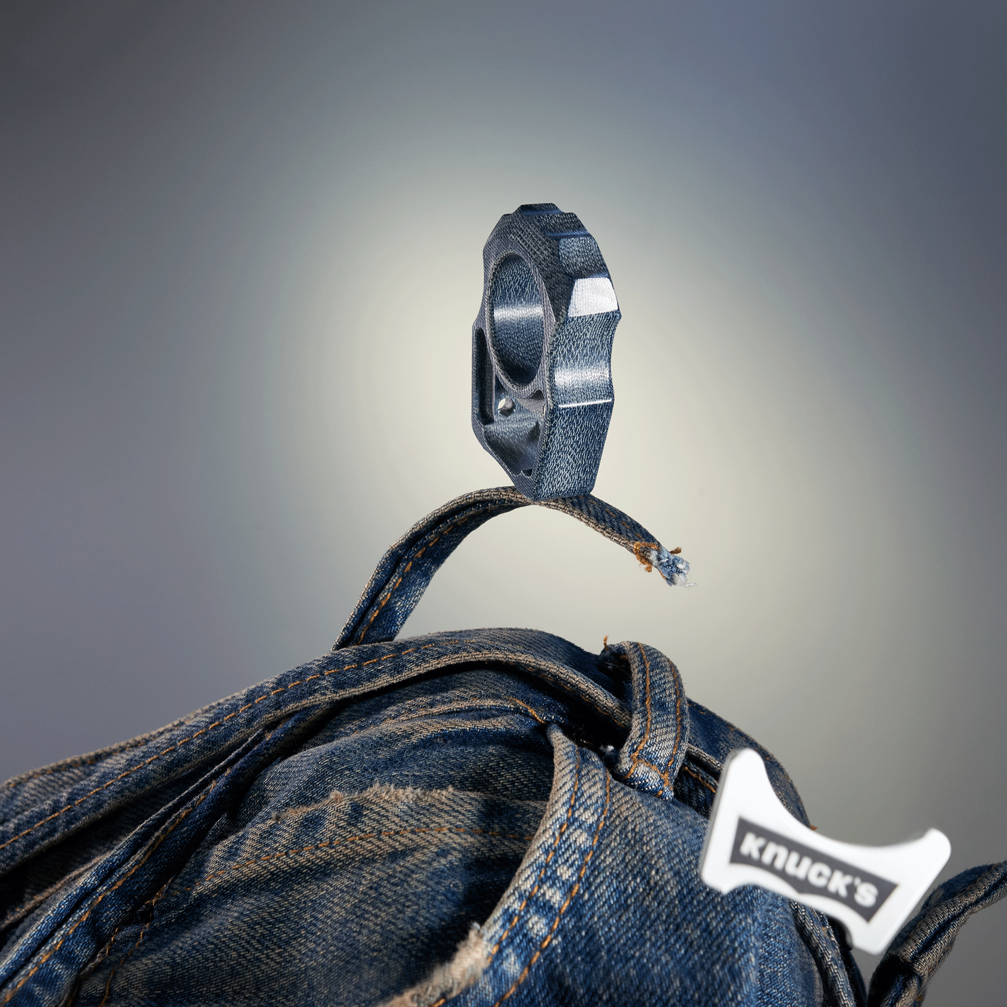 Denim Micarta EDC Keychain Swampy Alligator