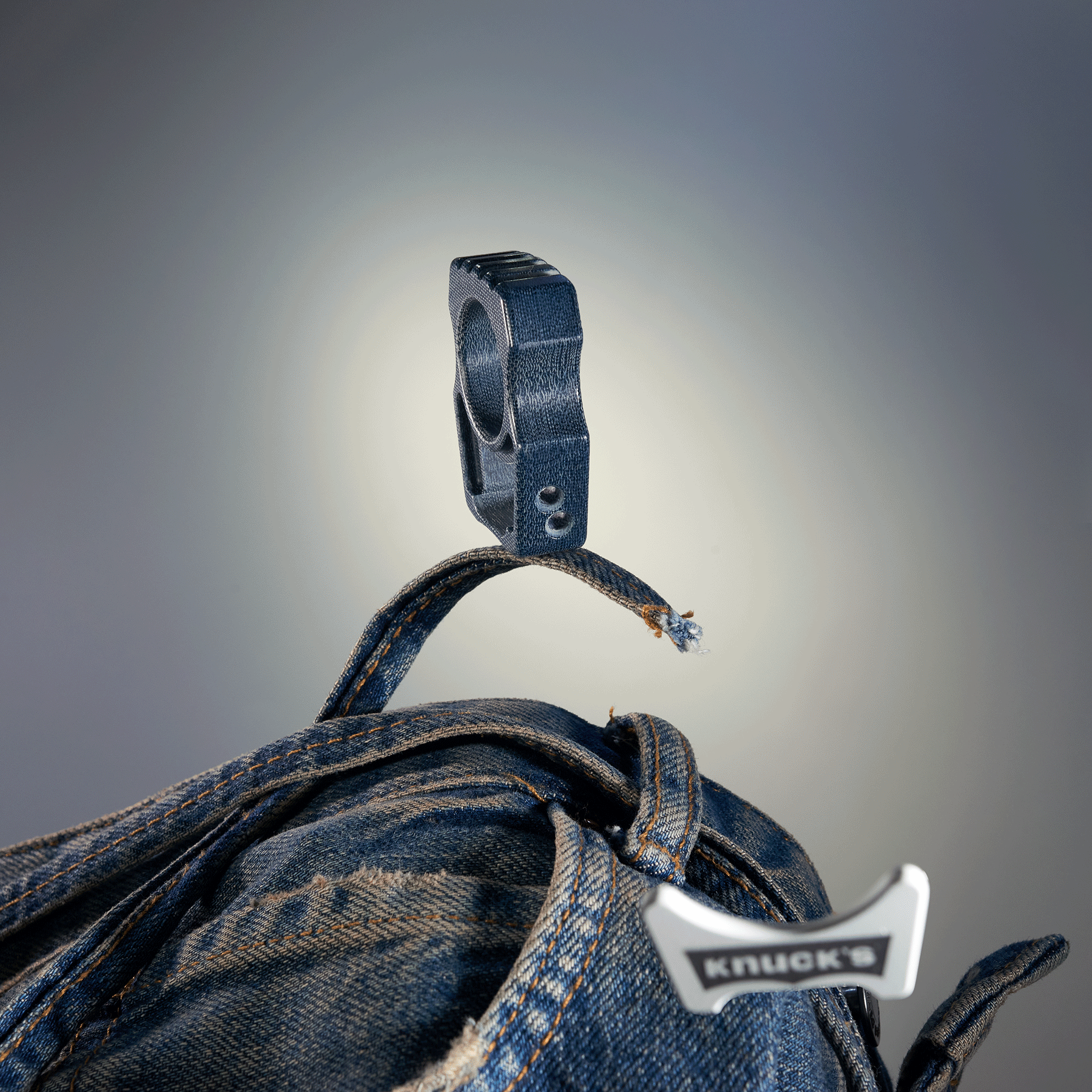 Denim Micarta EDC Keychain Swampy Whale