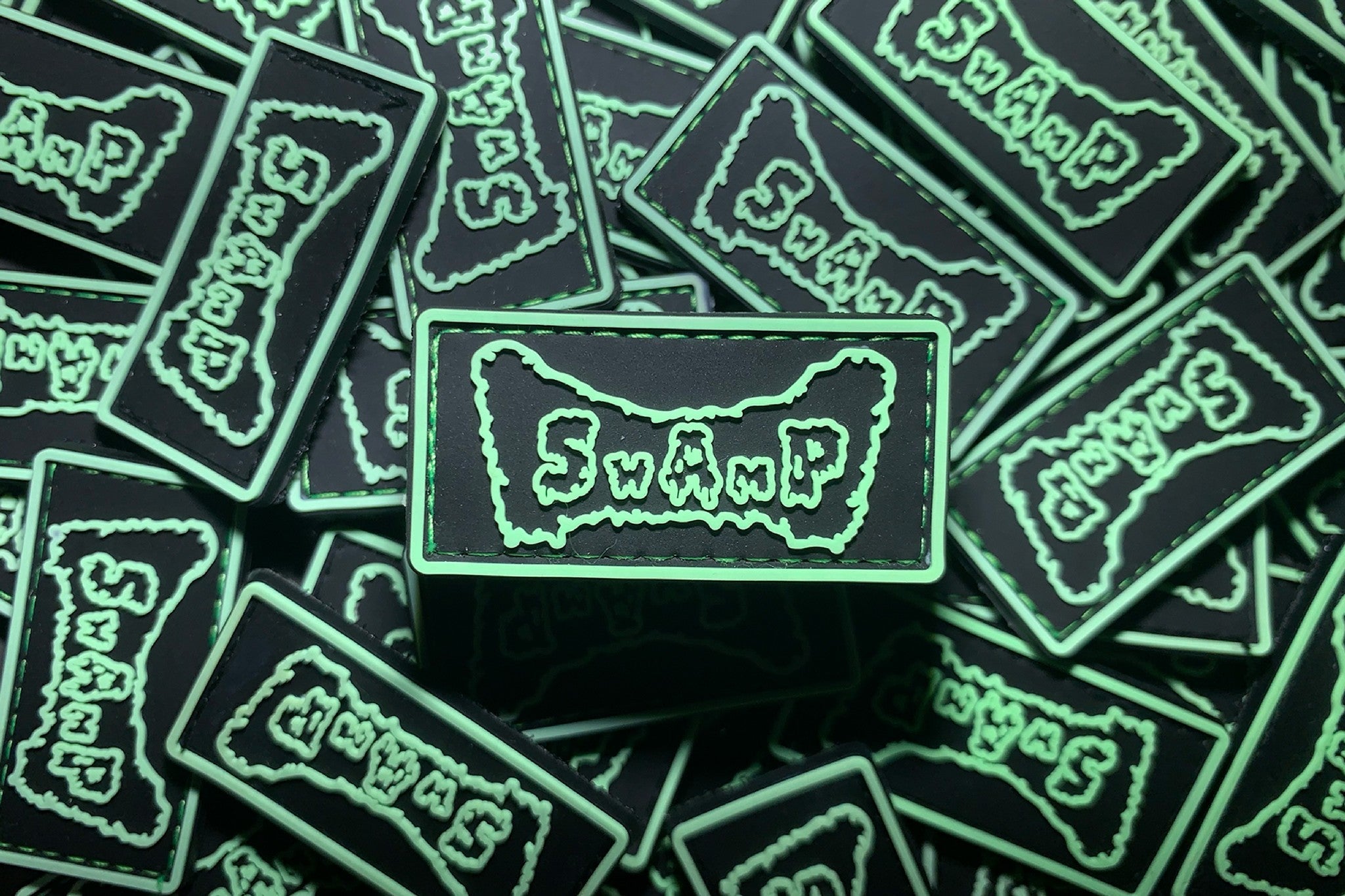 PVC Velcro Patch SWAMP β Black & White Glow in the Dark (2 pcs)