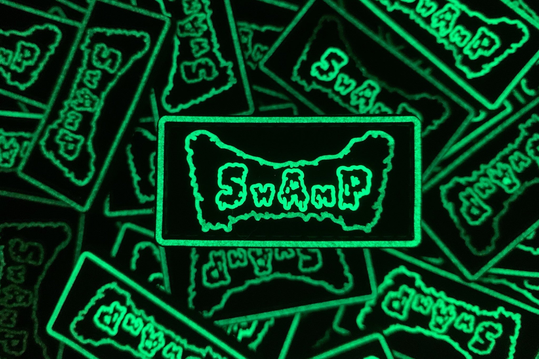 PVC Velcro Patch SWAMP β Black & White Glow in the Dark (2 pcs)