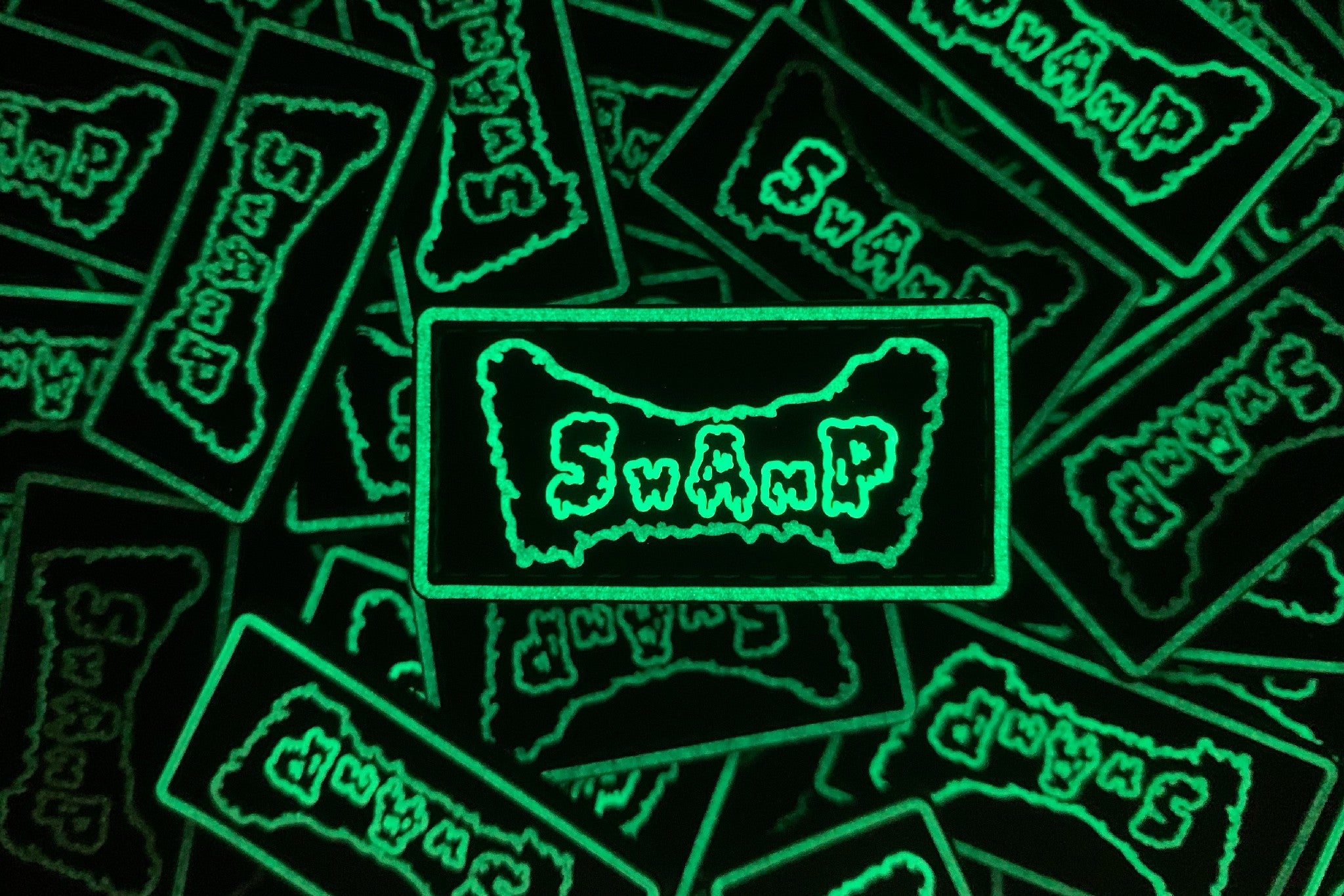 PVC Velcro Patch SWAMP β Black & White Glow in the Dark (2 pcs)