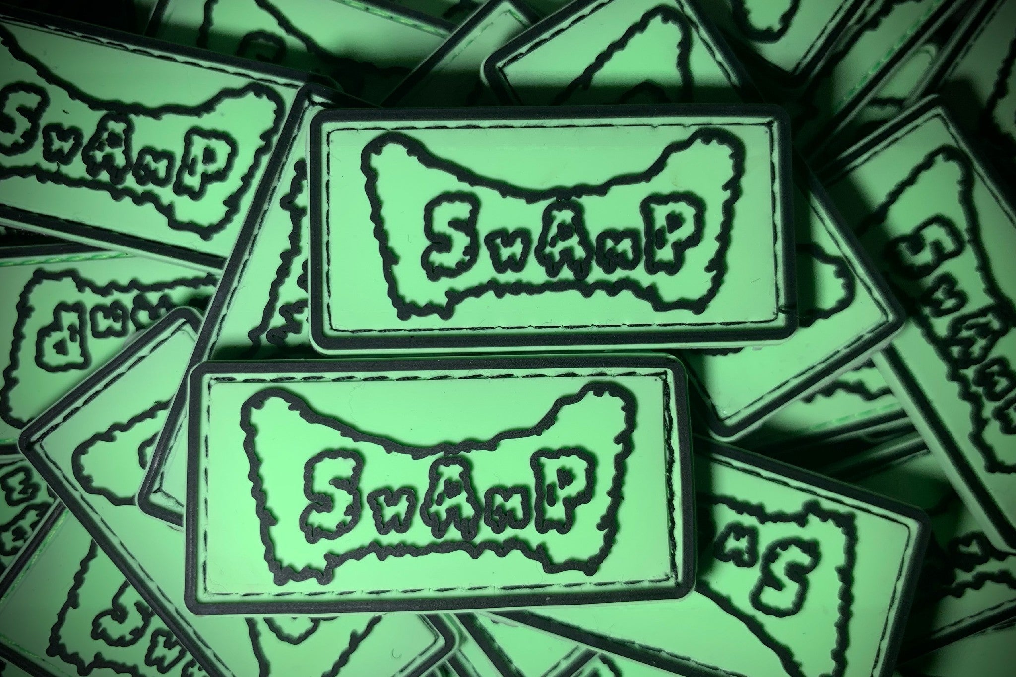 PVC Velcro Patch SWAMP White and Black Glow in the Dark 2 pcs.