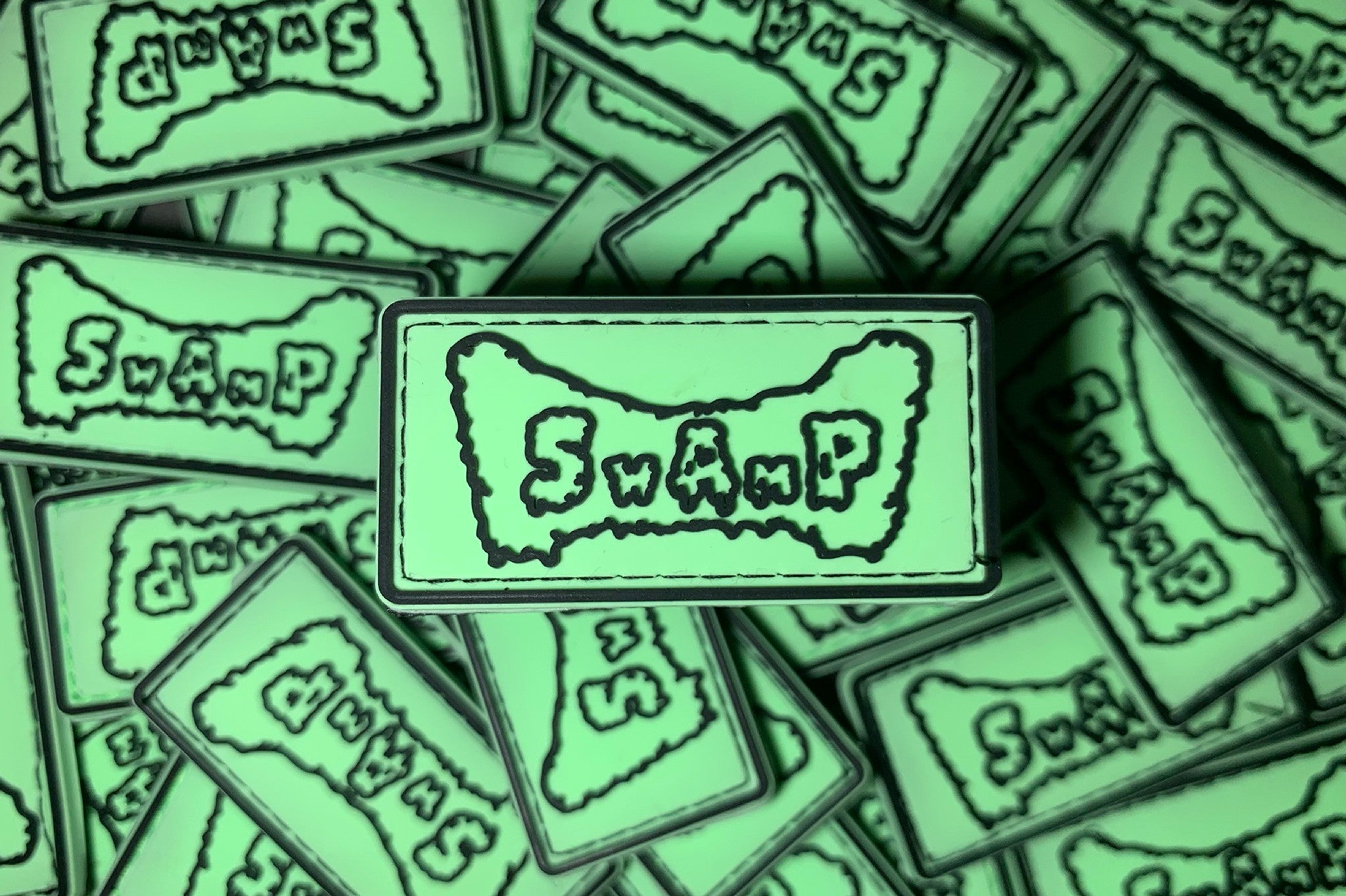 PVC Velcro Patch SWAMP White and Black Glow in the Dark 2 pcs.