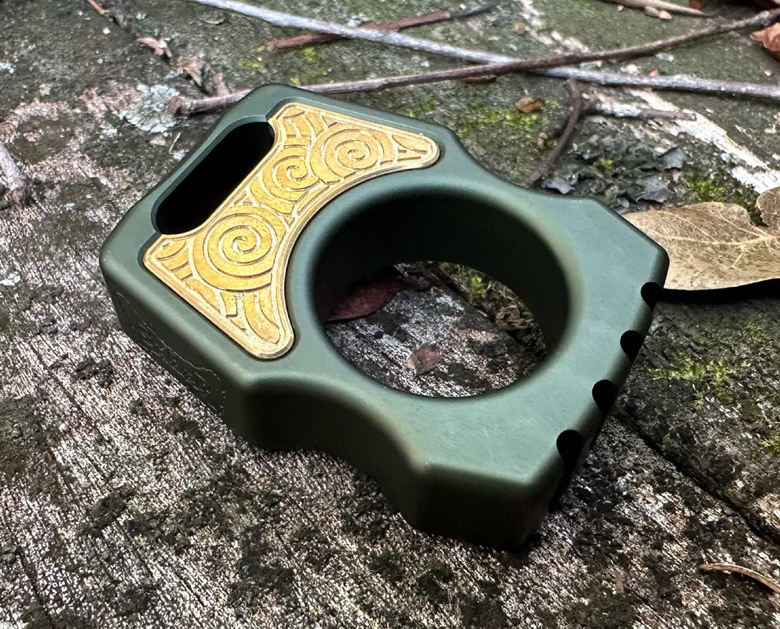 Semi-Custom Aluminum Bottle Opener Keychain Swampy Whale Olive Green