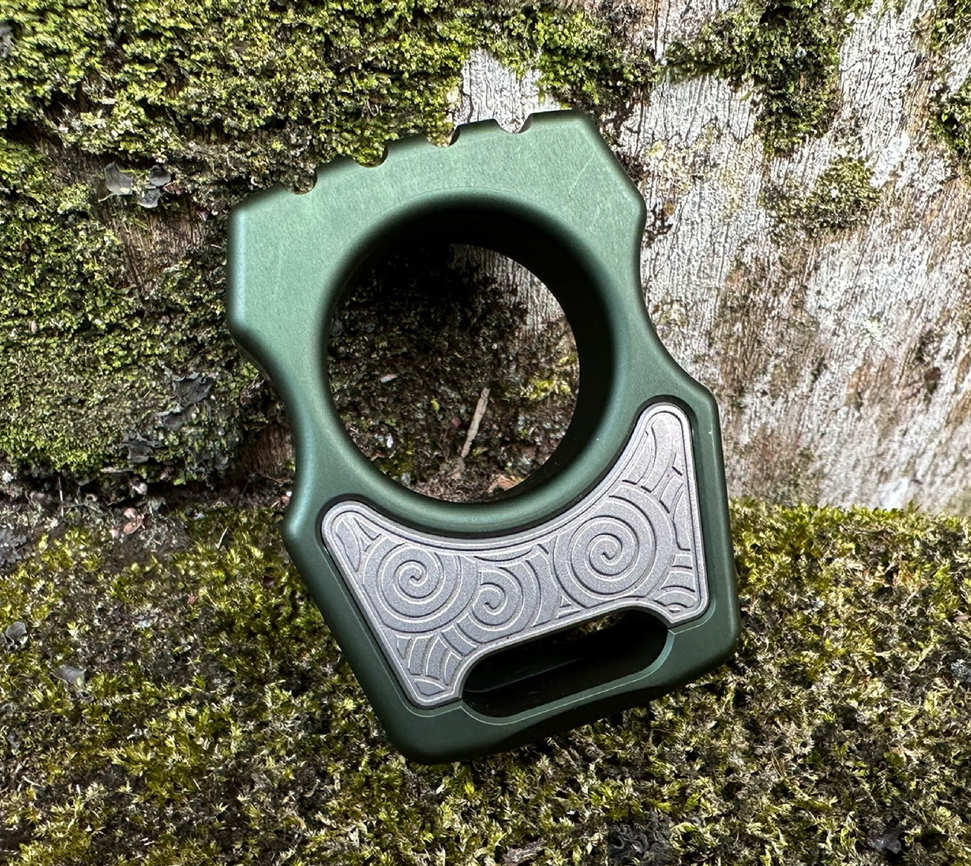 Semi-Custom Aluminum Bottle Opener Keychain Swampy Whale Olive Green