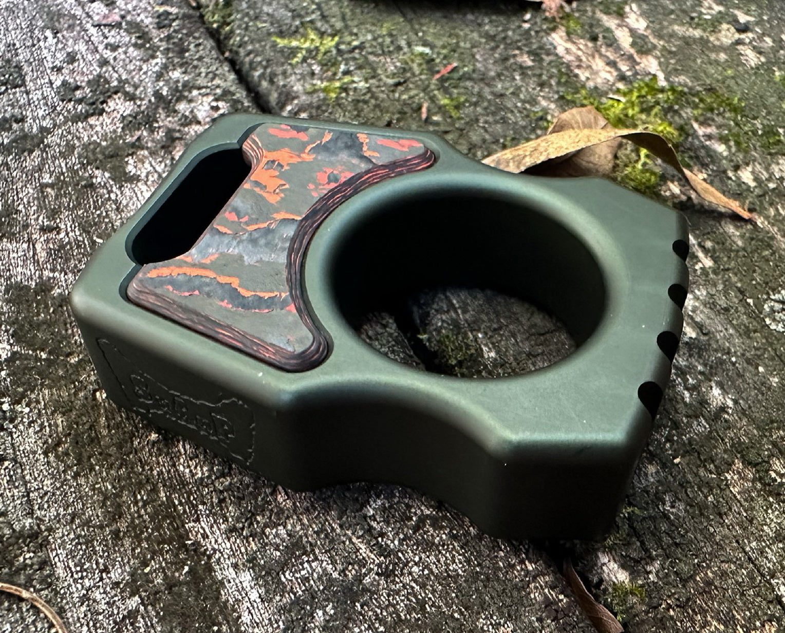 Semi-Custom Aluminum Bottle Opener Keychain Swampy Whale Olive Green