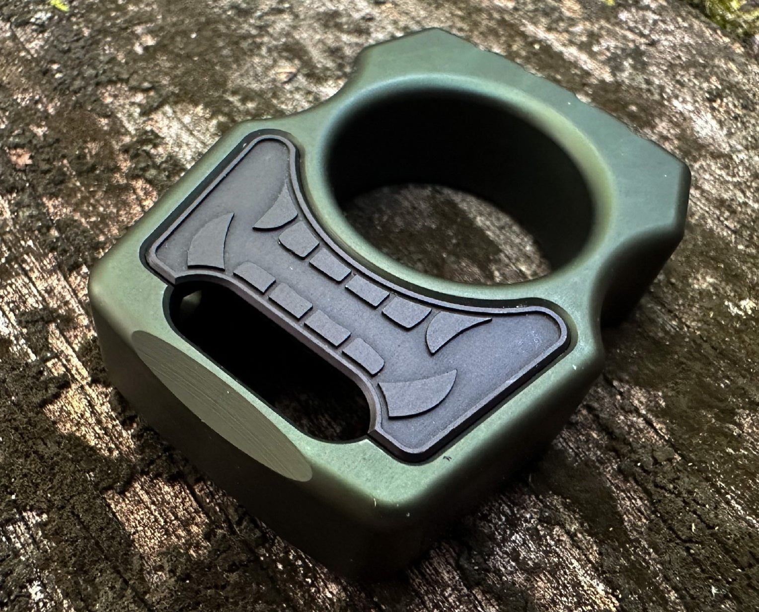 Semi-Custom Aluminum Bottle Opener Keychain Swampy Whale Olive Green