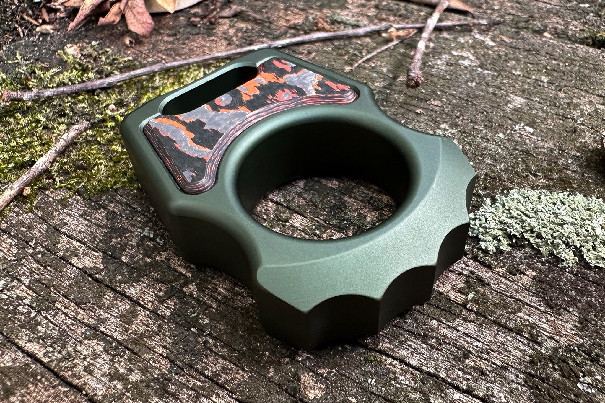 Semi-Custom Aluminum EDC Keychain Swampy Alligator Olive Green