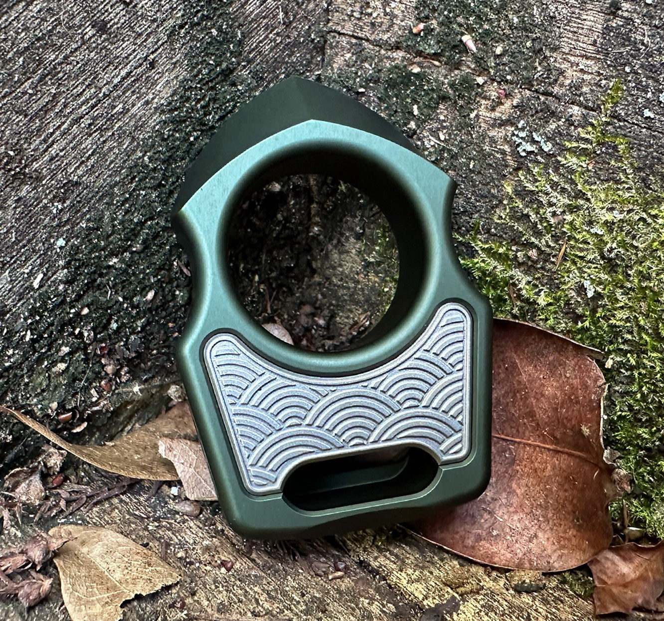 Semi-Custom Aluminum EDC Keychain Swampy Shark Olive Green