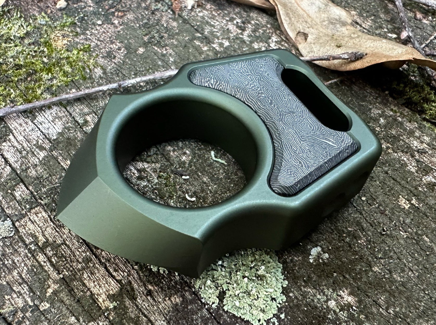 Semi-Custom Aluminum EDC Keychain Swampy Shark Olive Green