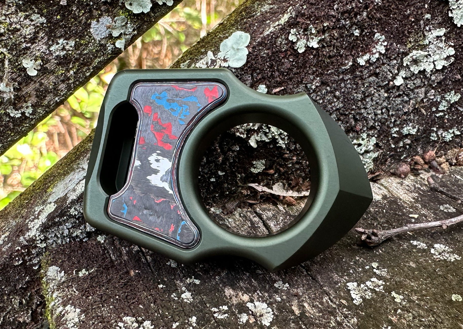 Semi-Custom Aluminum EDC Keychain Swampy Shark Olive Green