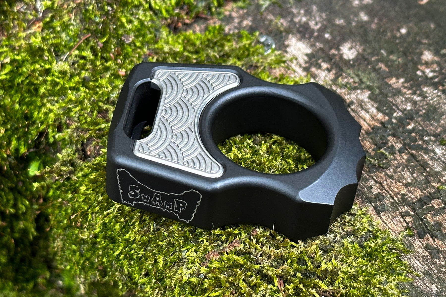 Semi-Custom Titanium EDC Keychain Swampy Alligator Armor Black Cerakote