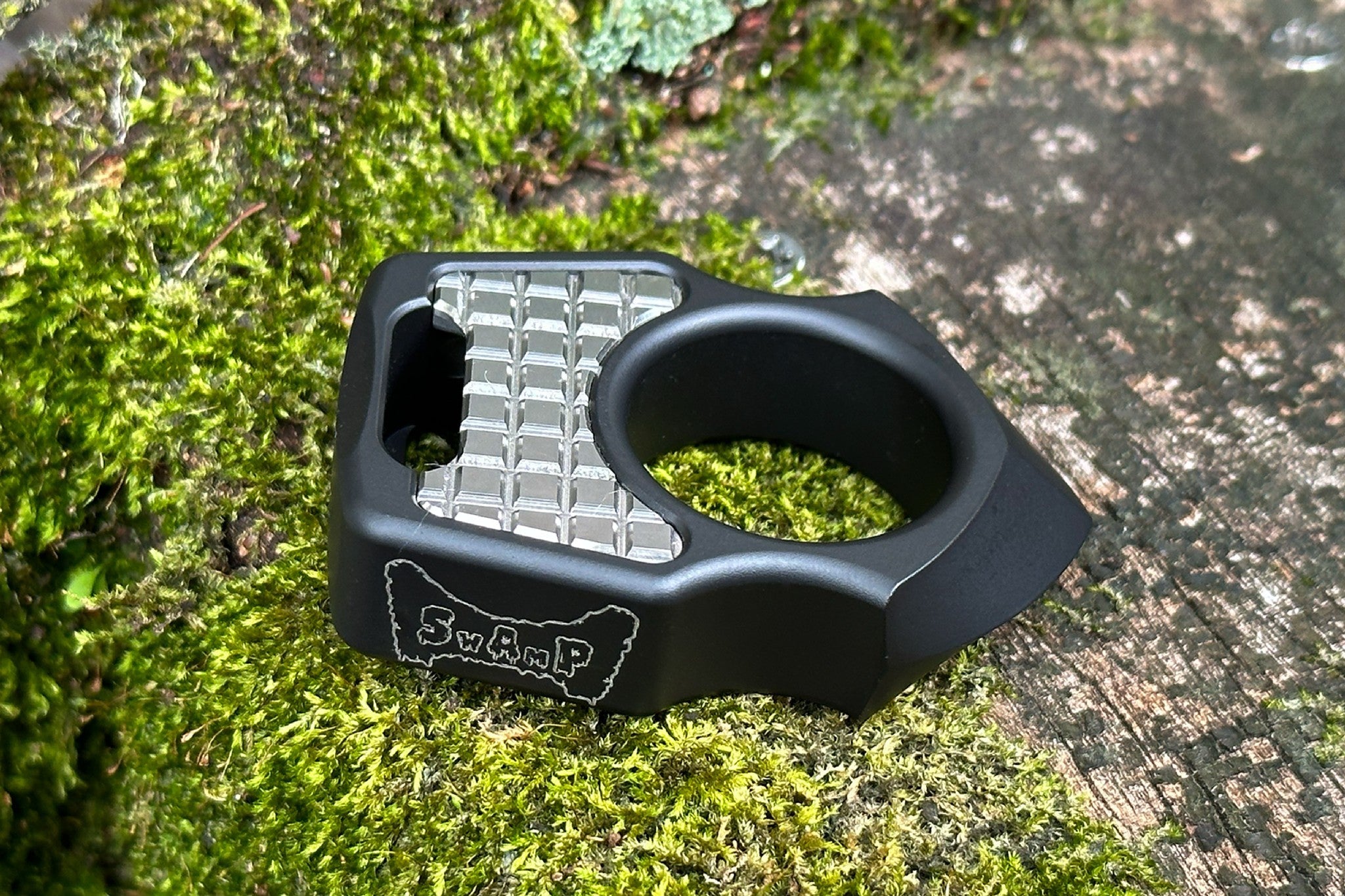 Semi-Custom Titanium EDC Keychain Swampy Shark Armor Black Cerakote