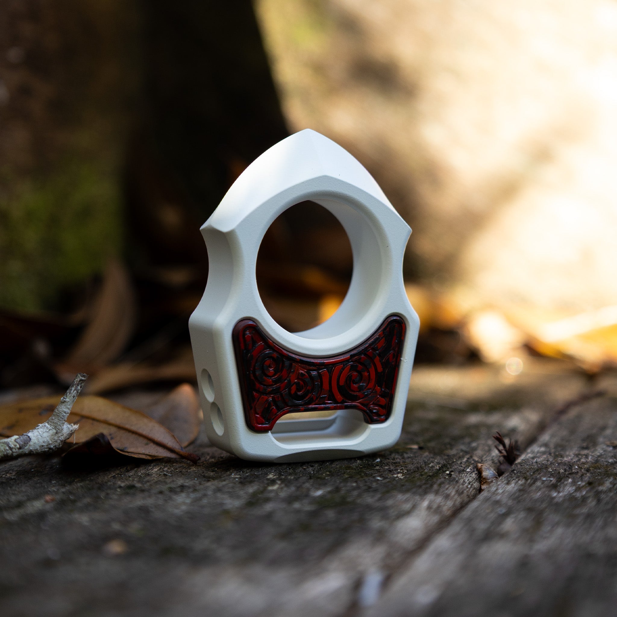 Semi-Custom Titanium EDC Keychain Swampy Shark Snow White Cerakote