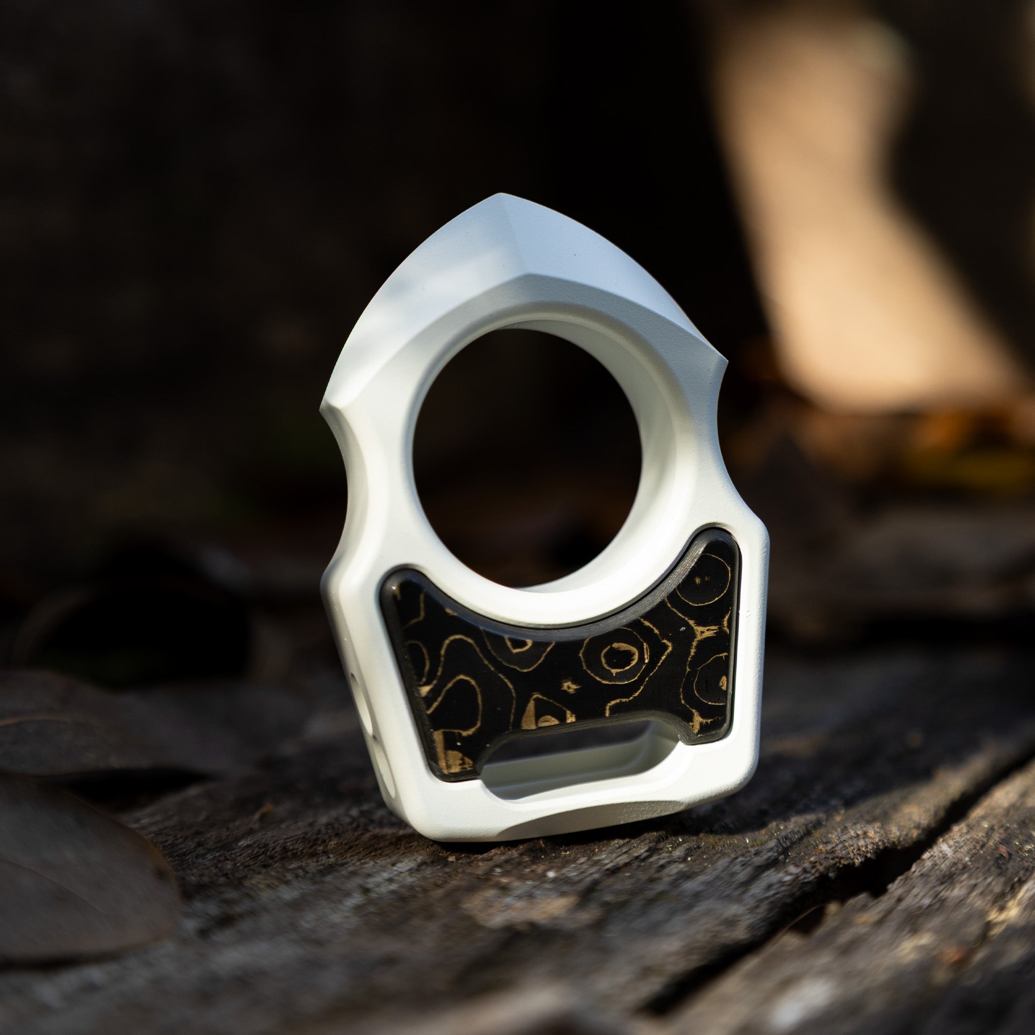 Semi-Custom Titanium EDC Keychain Swampy Shark Snow White Cerakote