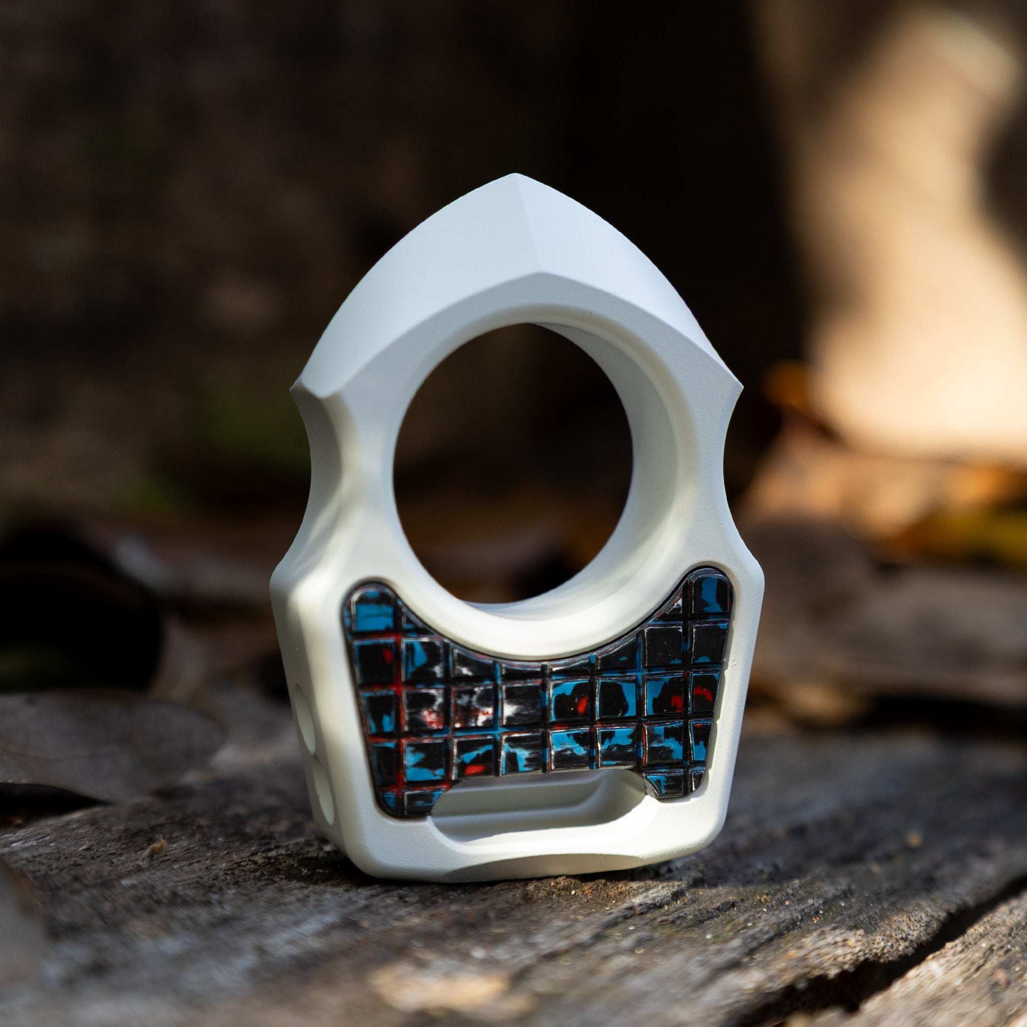 Semi-Custom Titanium EDC Keychain Swampy Shark Snow White Cerakote