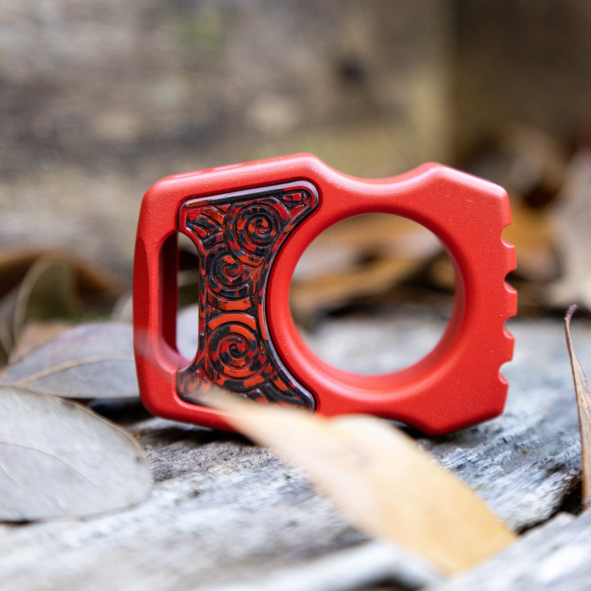 Semi-Custom Titanium EDC Keychain Swampy Whale Red Cerakote
