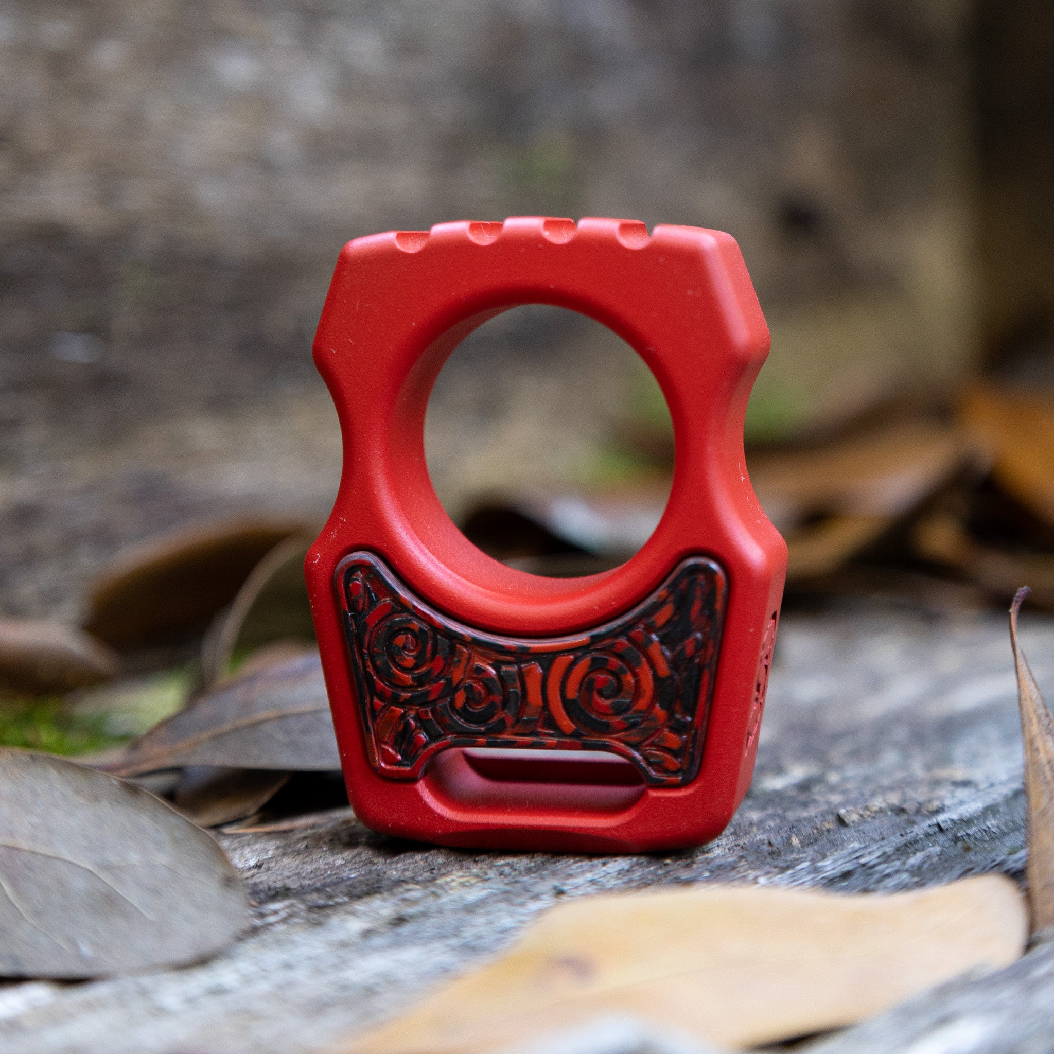 Semi-Custom Titanium EDC Keychain Swampy Whale Red Cerakote