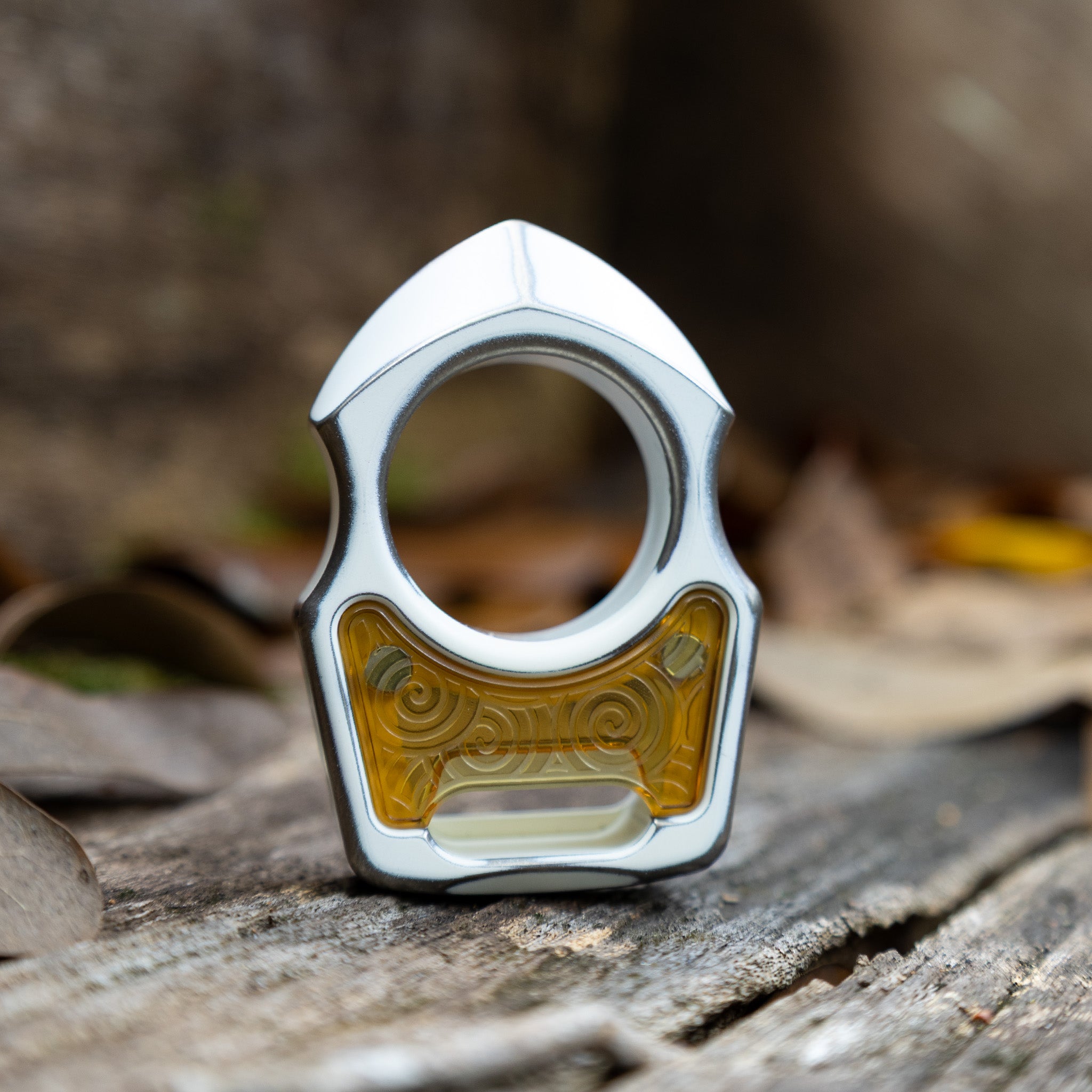 Semi-Custom Titanium Keychain Swampy Shark Snow White Stonewashed Cerakote