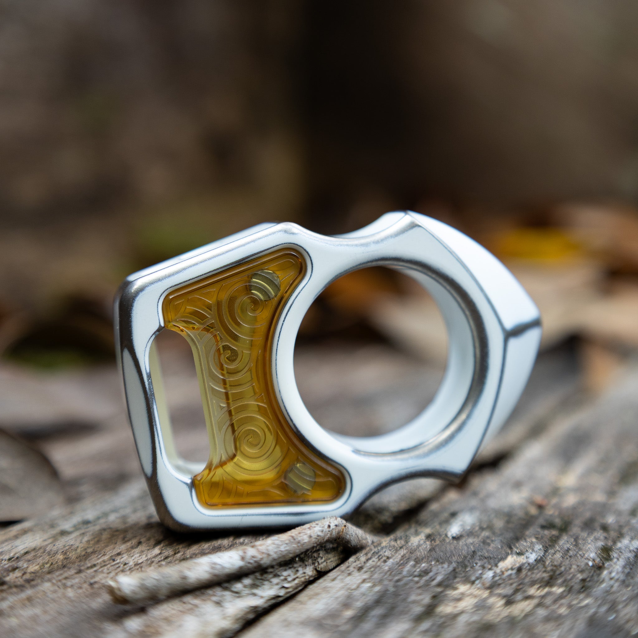Semi-Custom Titanium Keychain Swampy Shark Snow White Stonewashed Cerakote