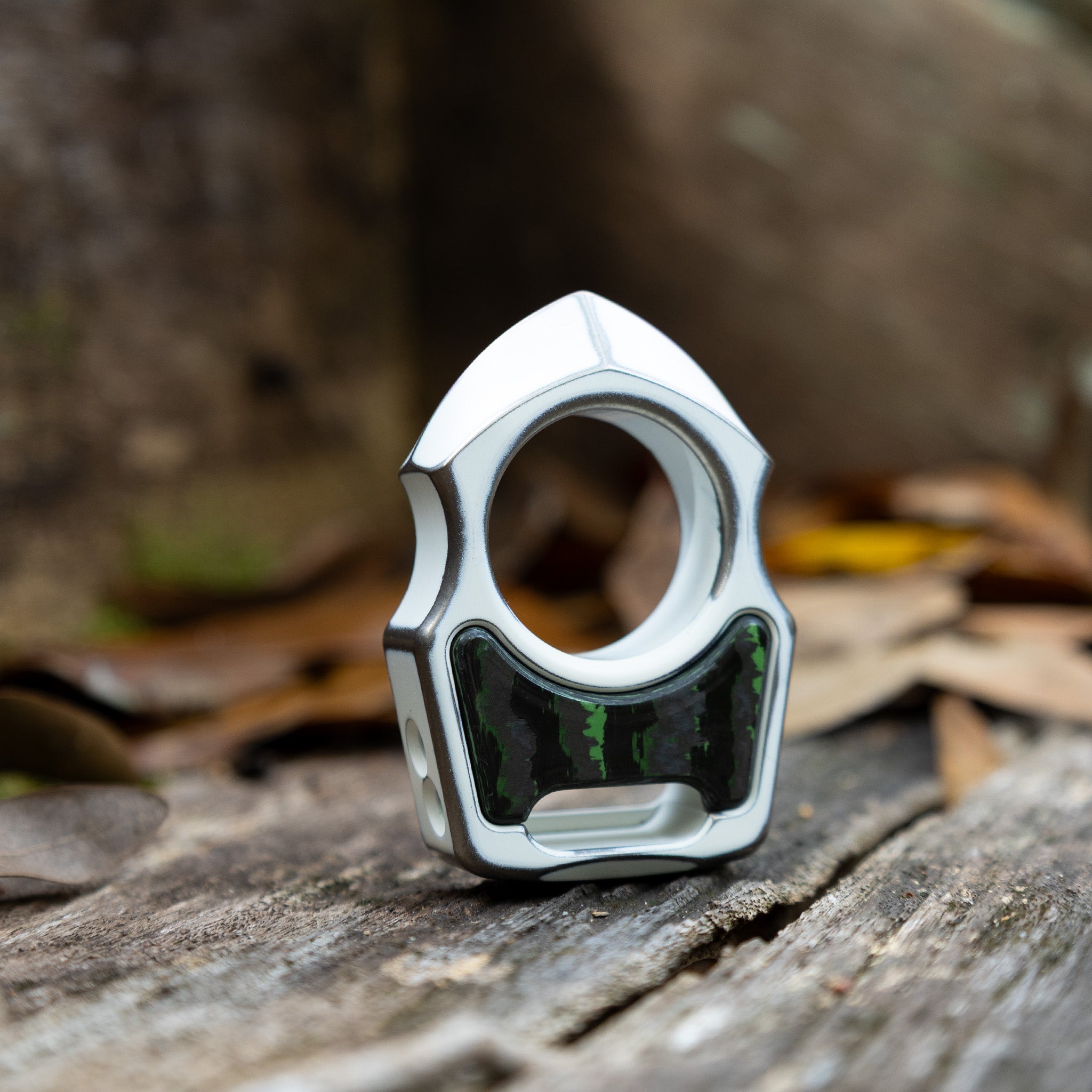 Semi-Custom Titanium Keychain Swampy Shark Snow White Stonewashed Cerakote