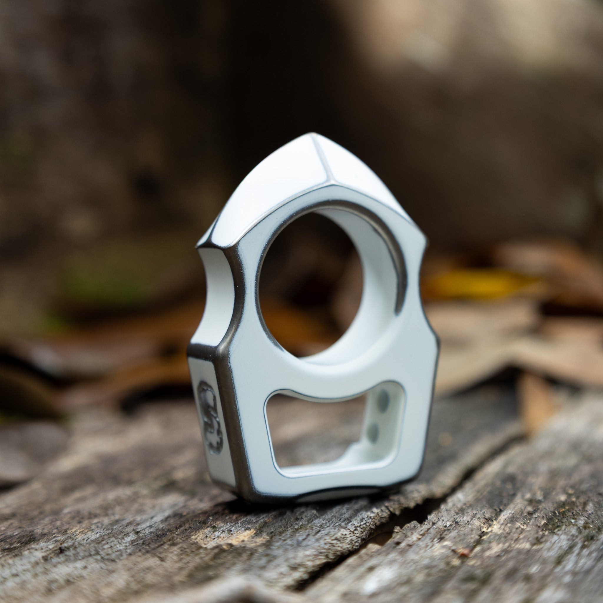 Semi-Custom Titanium Keychain Swampy Shark Snow White Stonewashed Cerakote