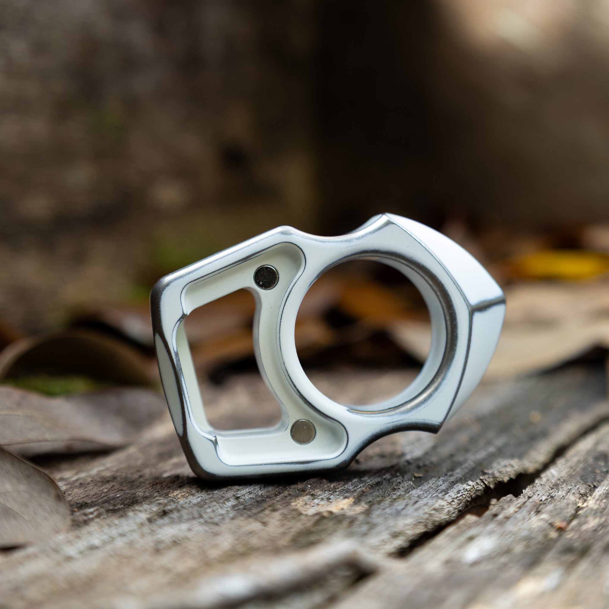 Semi-Custom Titanium Keychain Swampy Shark Snow White Stonewashed Cerakote