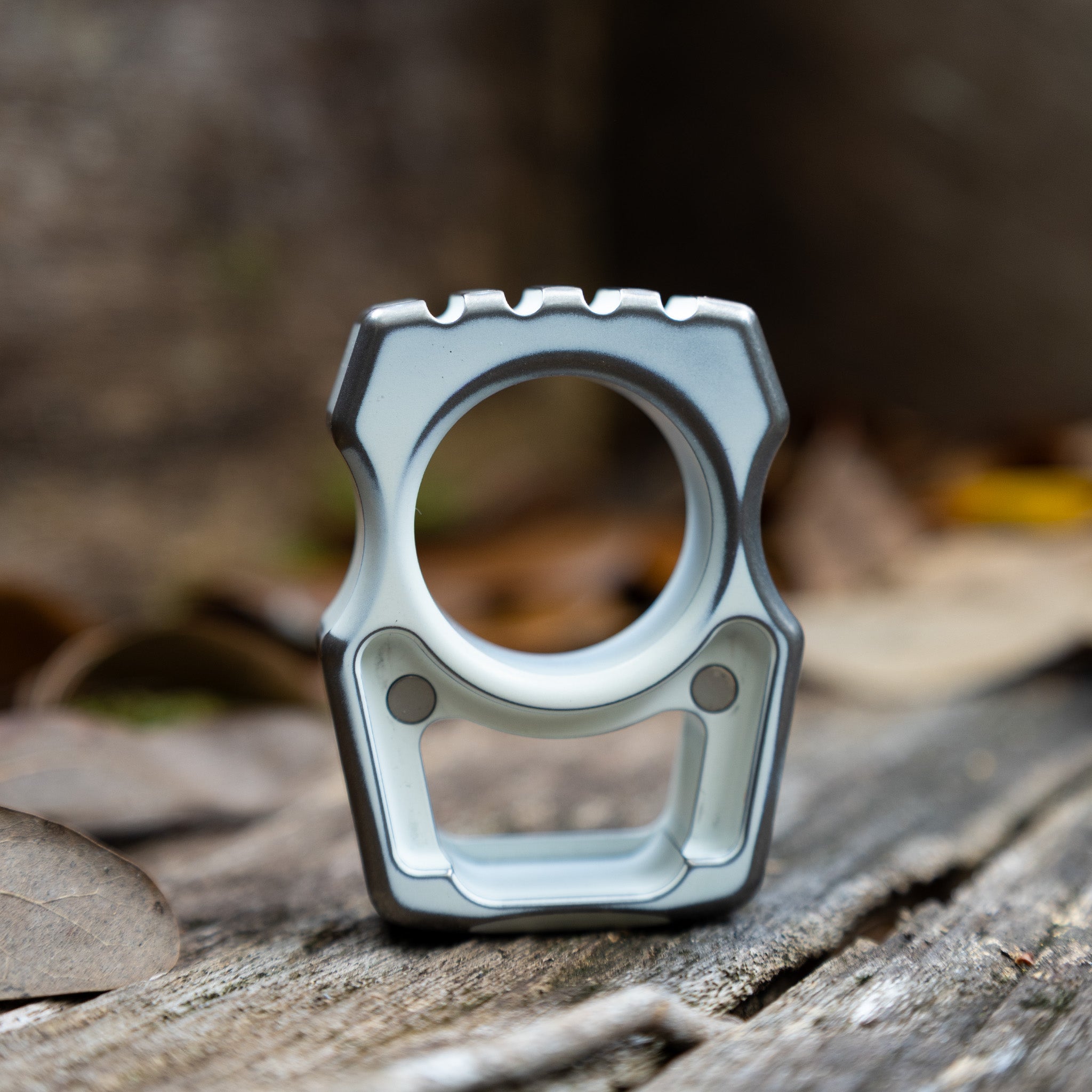 Semi-Custom Titanium EDC Keychain Swampy Whale Snow White Stonewashed Cerakote