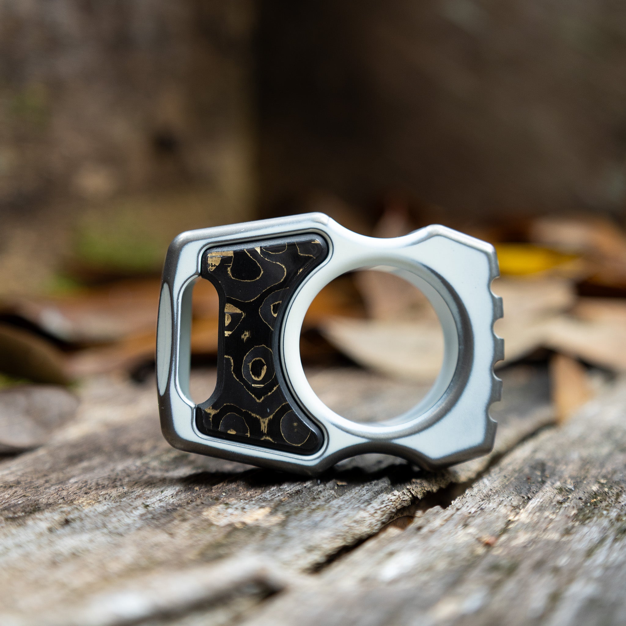 Semi-Custom Titanium EDC Keychain Swampy Whale Snow White Stonewashed Cerakote