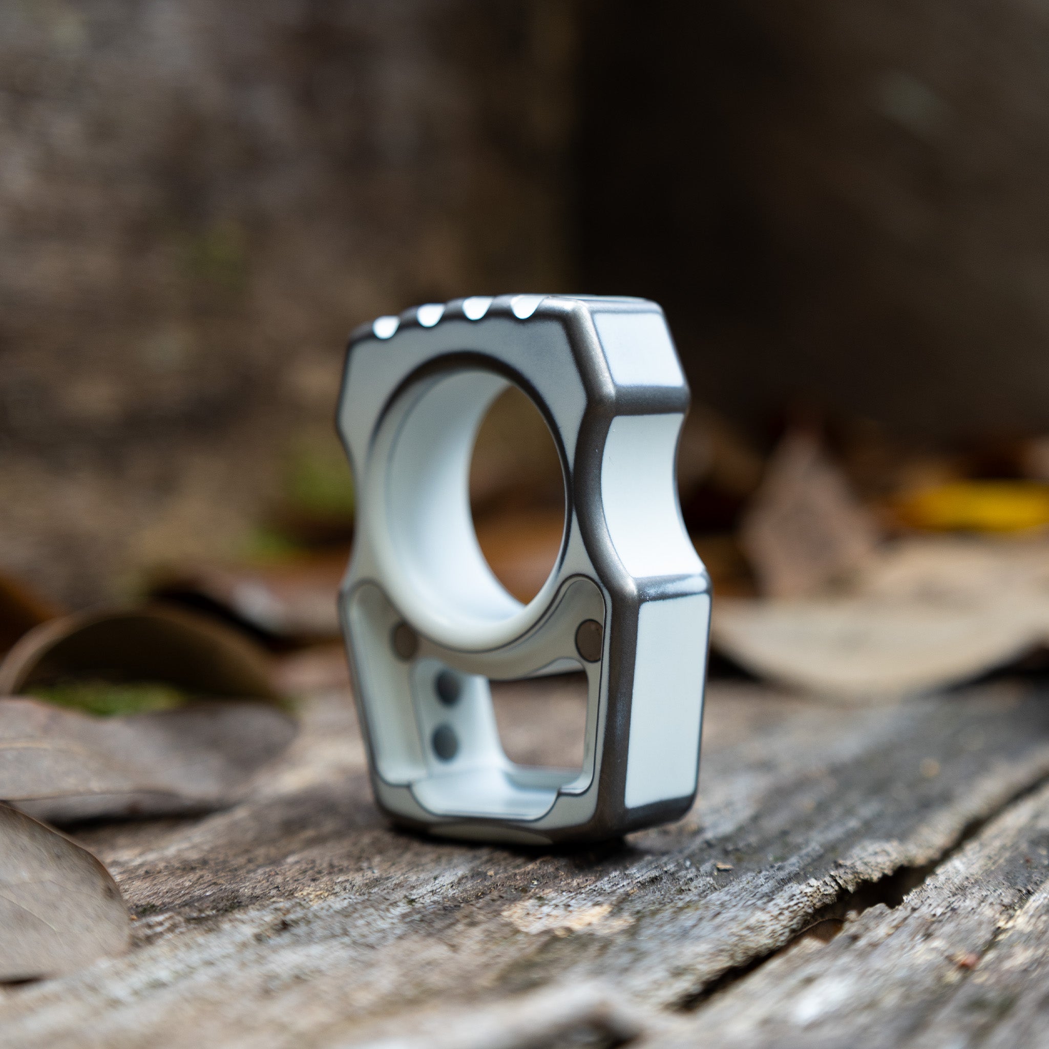 Semi-Custom Titanium EDC Keychain Swampy Whale Snow White Stonewashed Cerakote