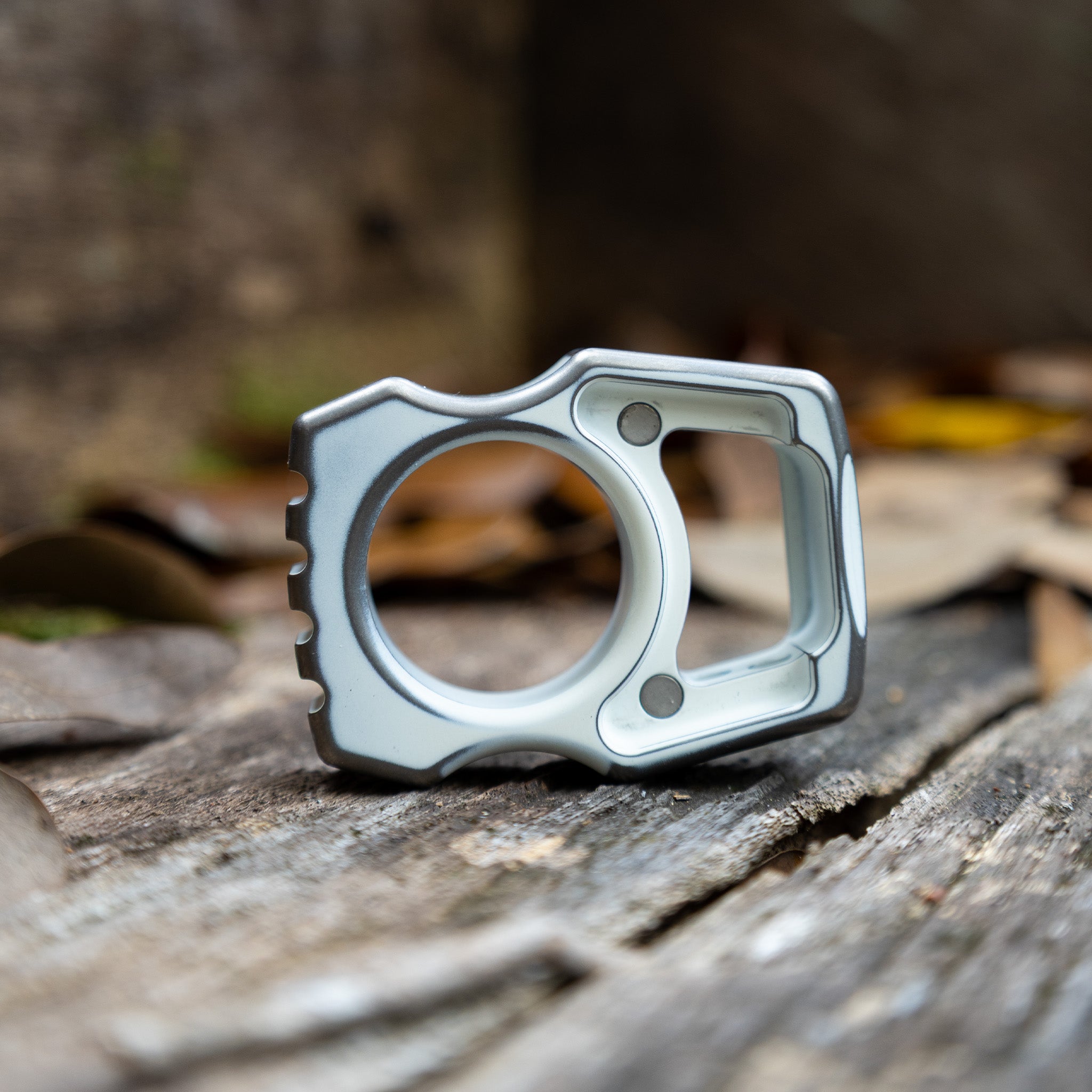 Semi-Custom Titanium EDC Keychain Swampy Whale Snow White Stonewashed Cerakote
