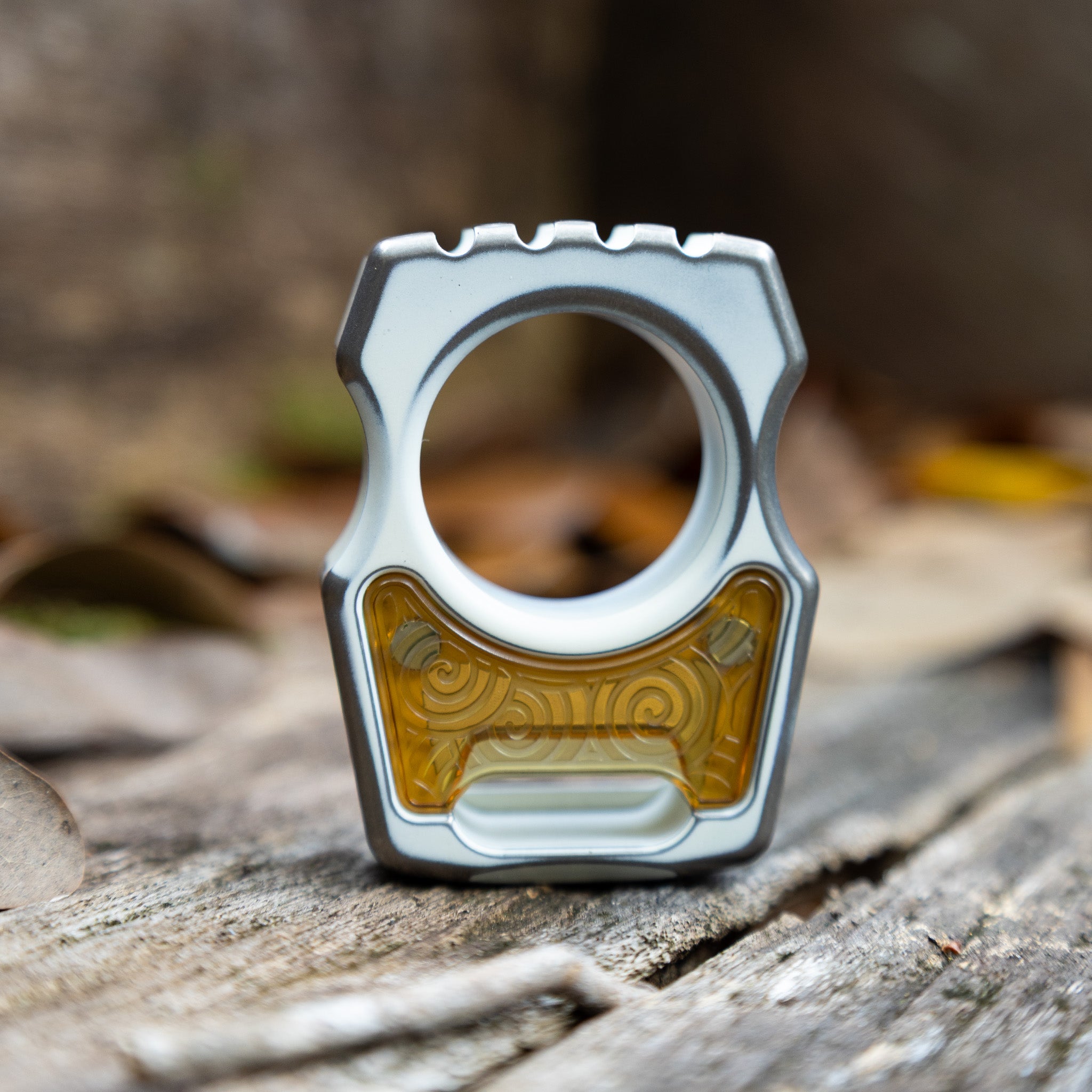 Semi-Custom Titanium EDC Keychain Swampy Whale Snow White Stonewashed Cerakote