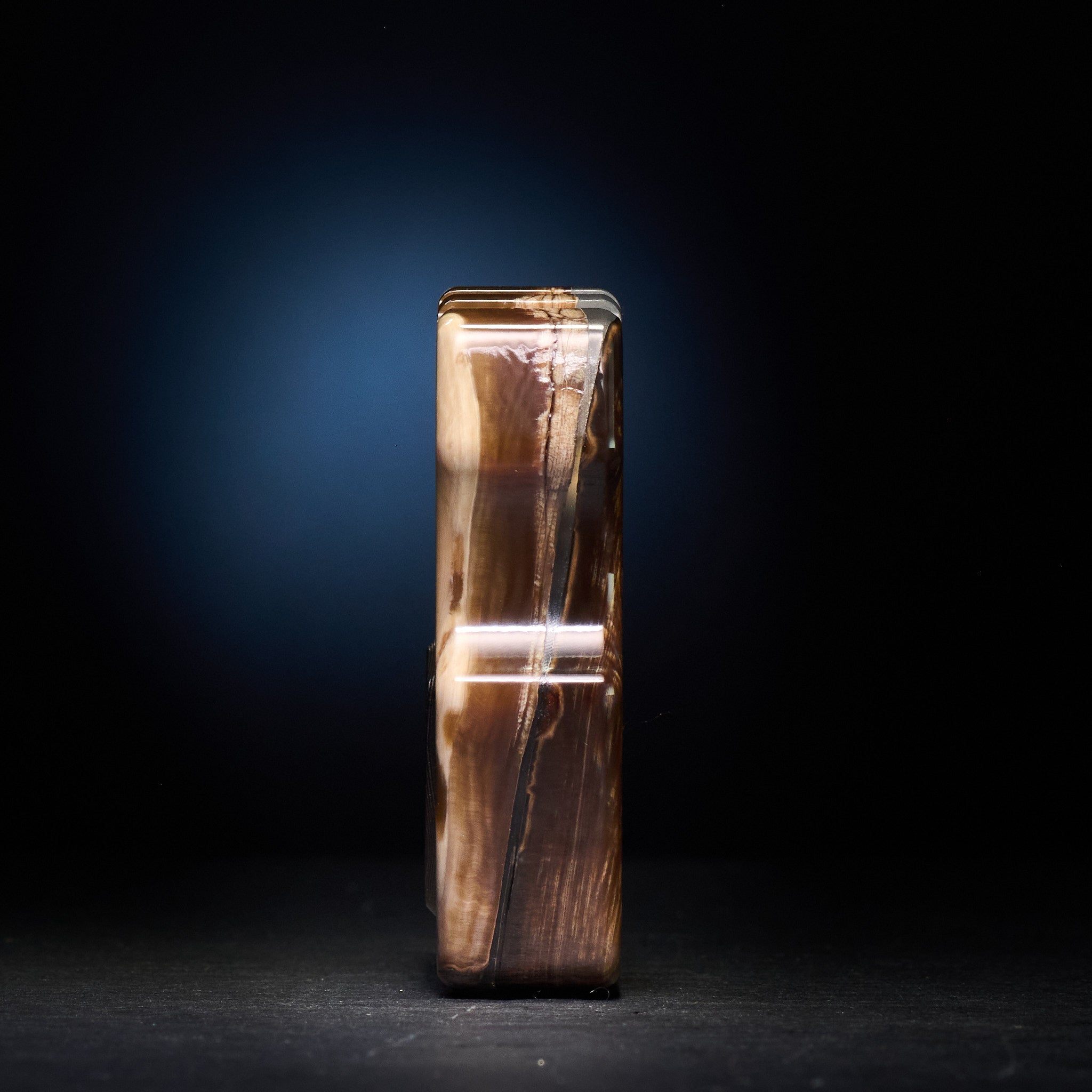 Swampy Whale Keychain — Stabilized Anancus Tusk & CopperMai Damascus Raindrop Inlay