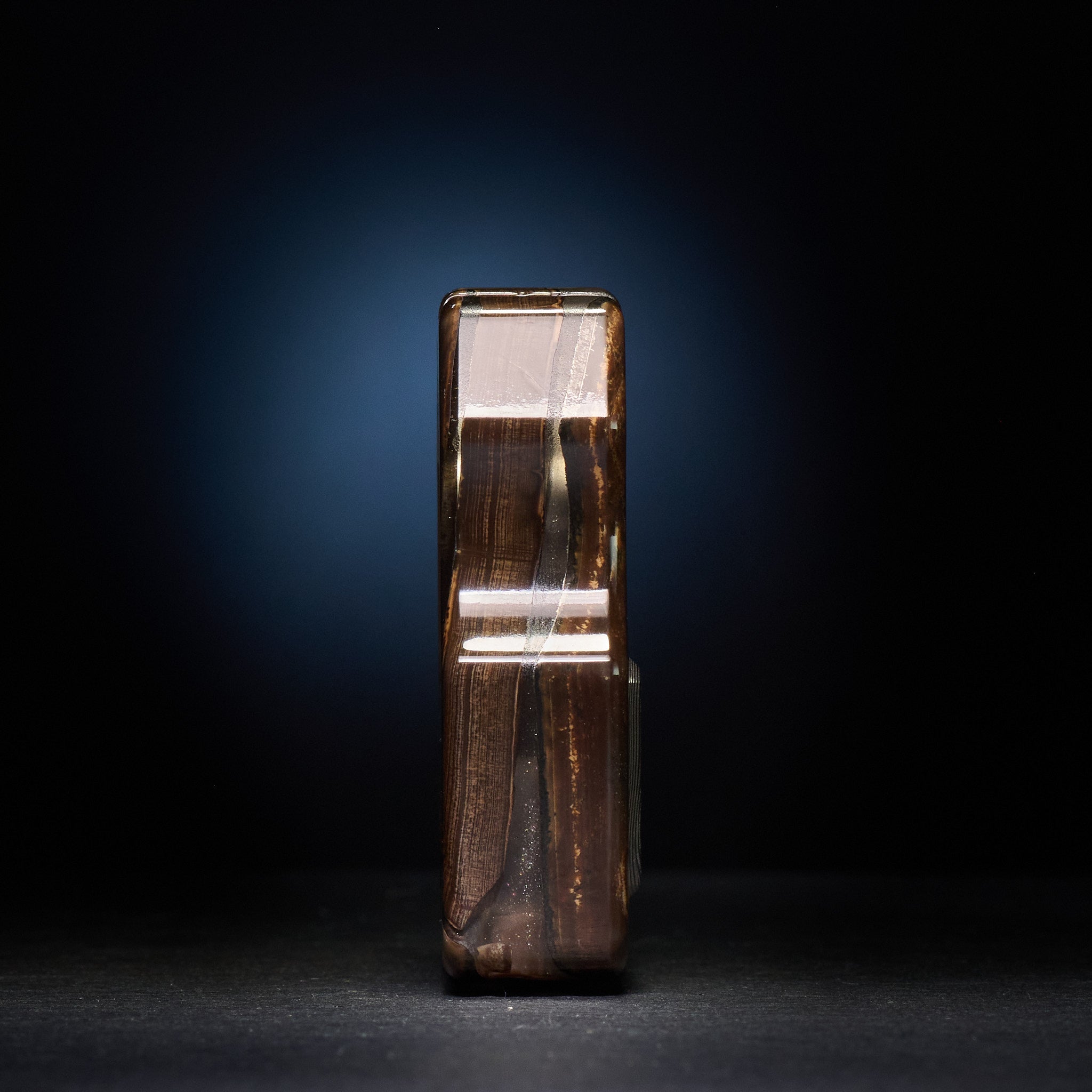 Swampy Whale Keychain β Stabilized Anancus Tusk & TigerMai Damascus Chevron Inlay