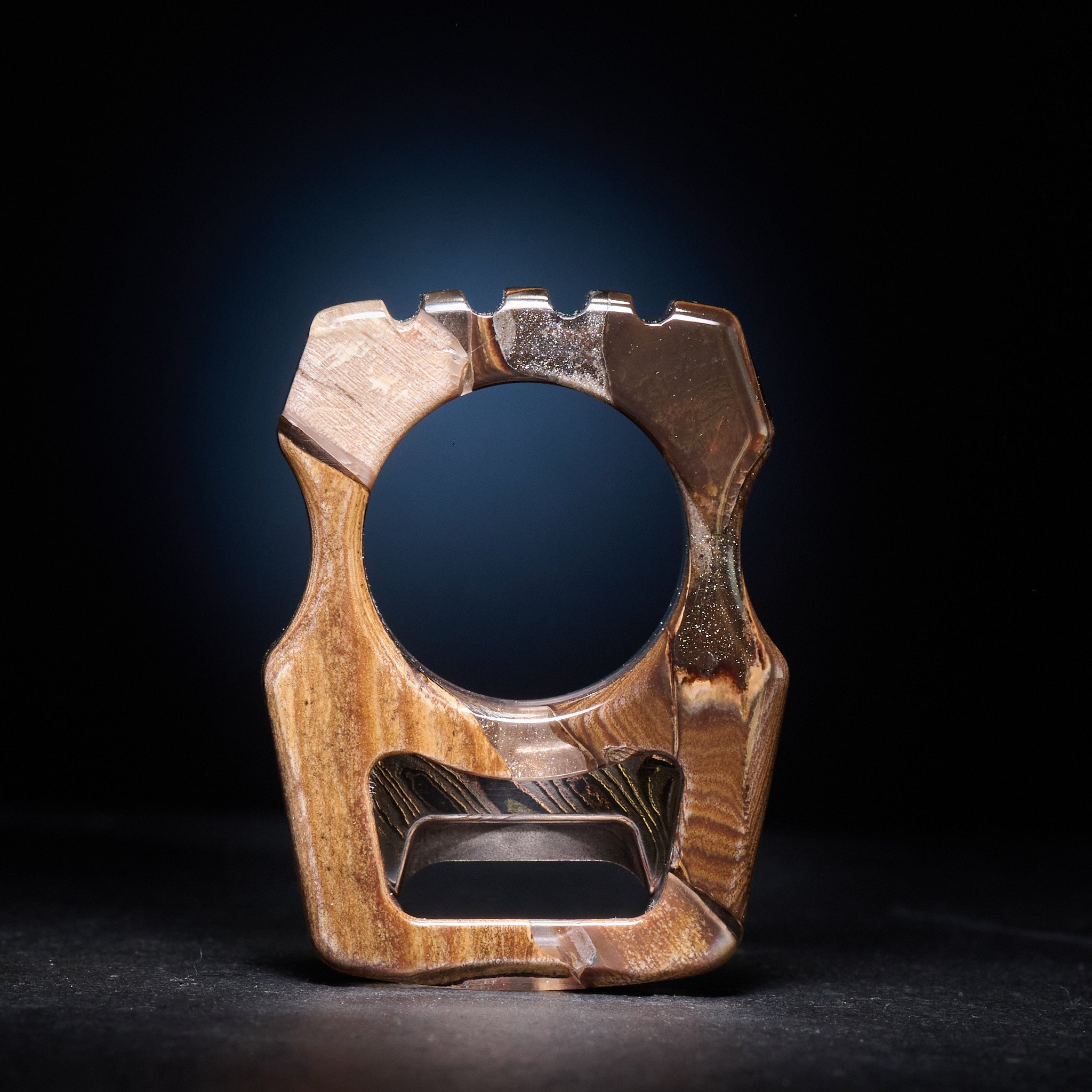 Swampy Whale Keychain β Stabilized Anancus Tusk & TigerMai Damascus Chevron Inlay