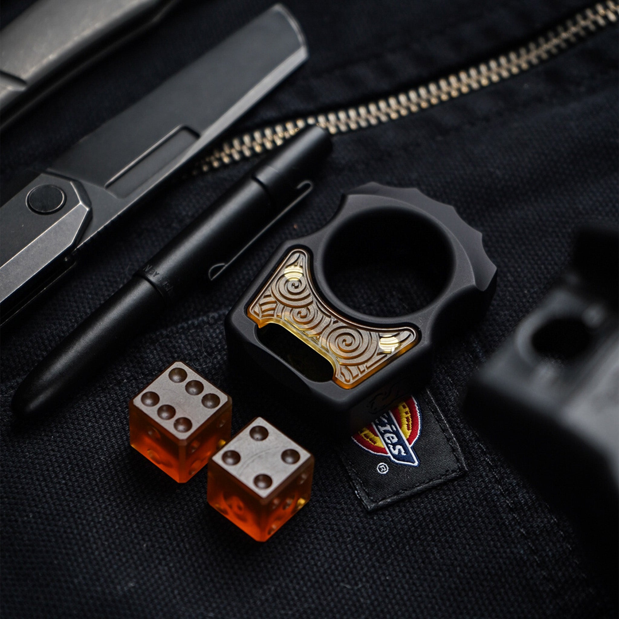 Set of Swampy Alligator EDC Bottle Opener Keychain & ULTEM Japanese Pattern Inlay