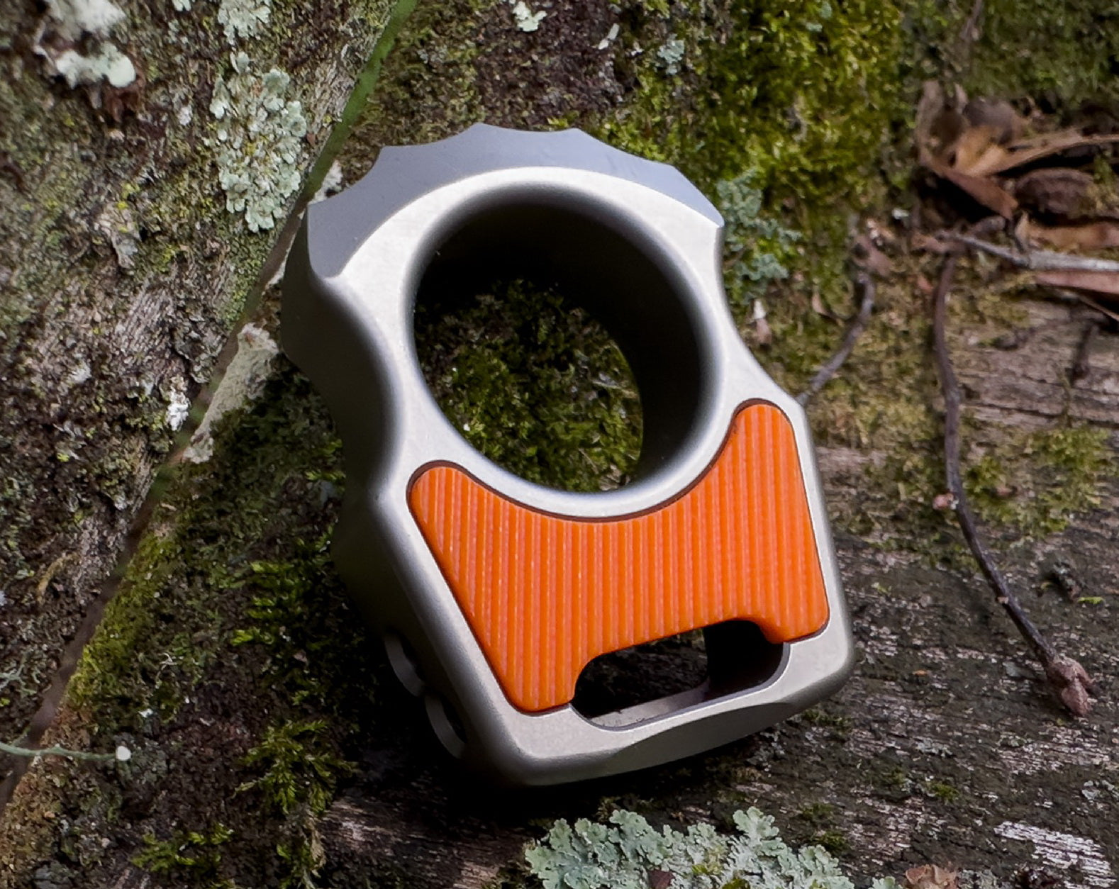 G-10 Orange Diagonal Lines Pattern Inlay for Swampy Custom Keychains