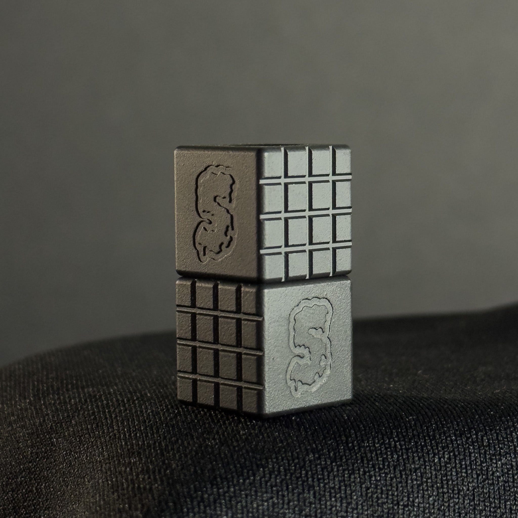 Lanyard Bead — Cube, Frag Pattern in Armor Black Cerakote