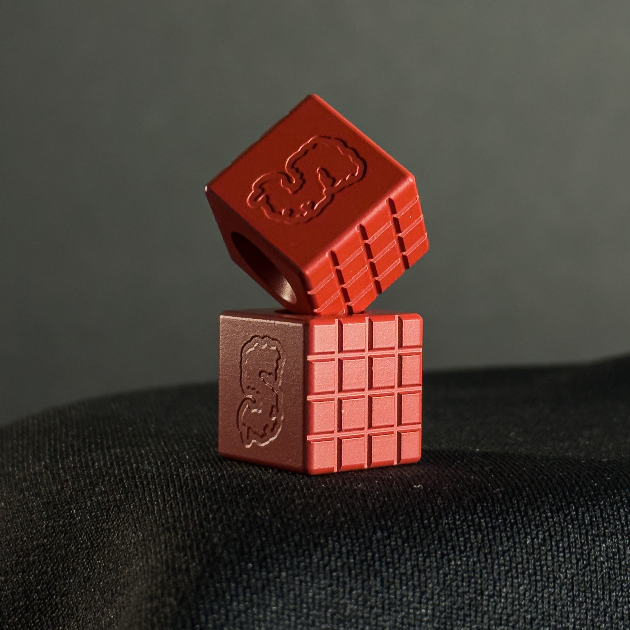 Paracord Bead Cube — Frag Pattern in Firehouse Red Cerakote