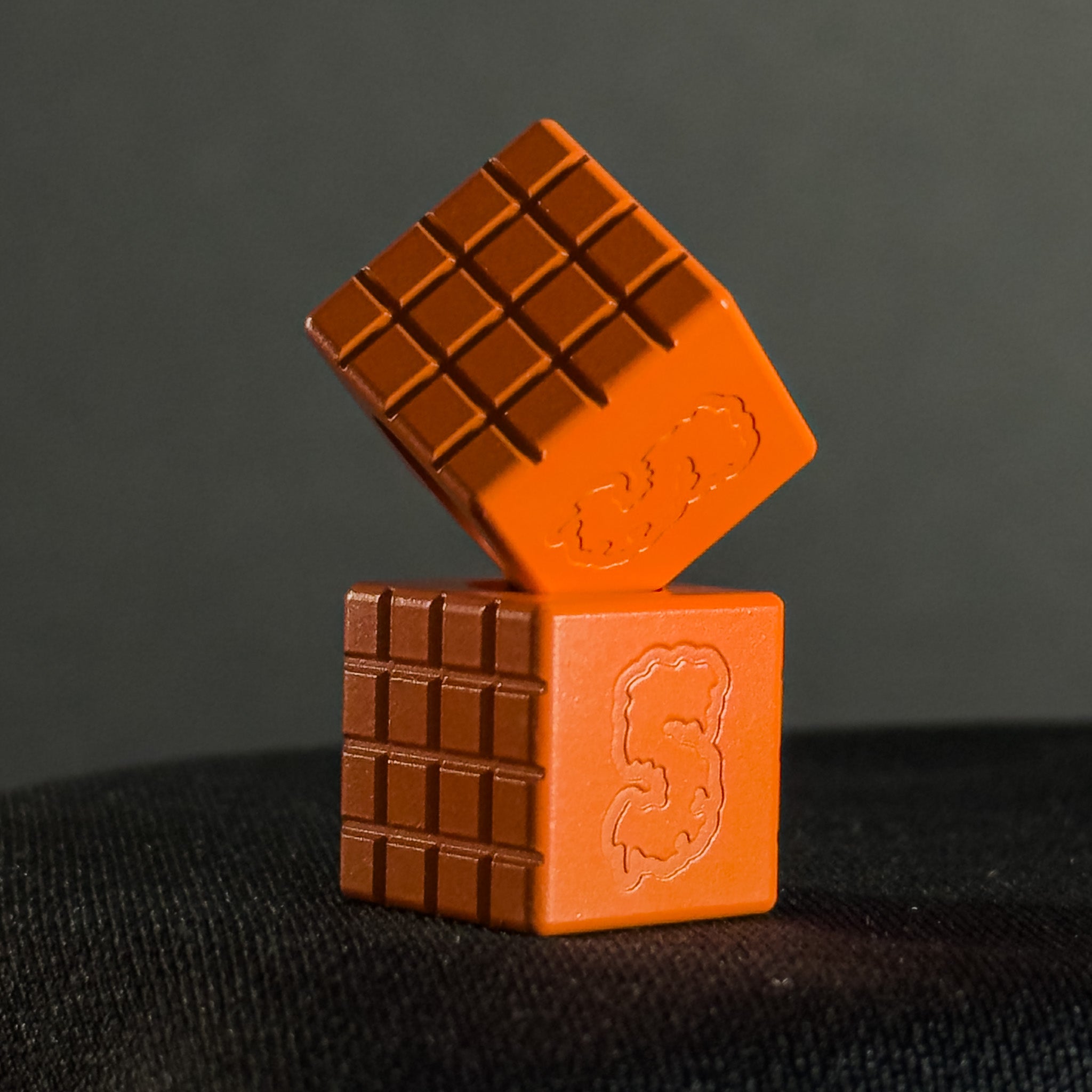 EDC Bead — Cube, Frag Pattern in Hunter Orange Cerakote