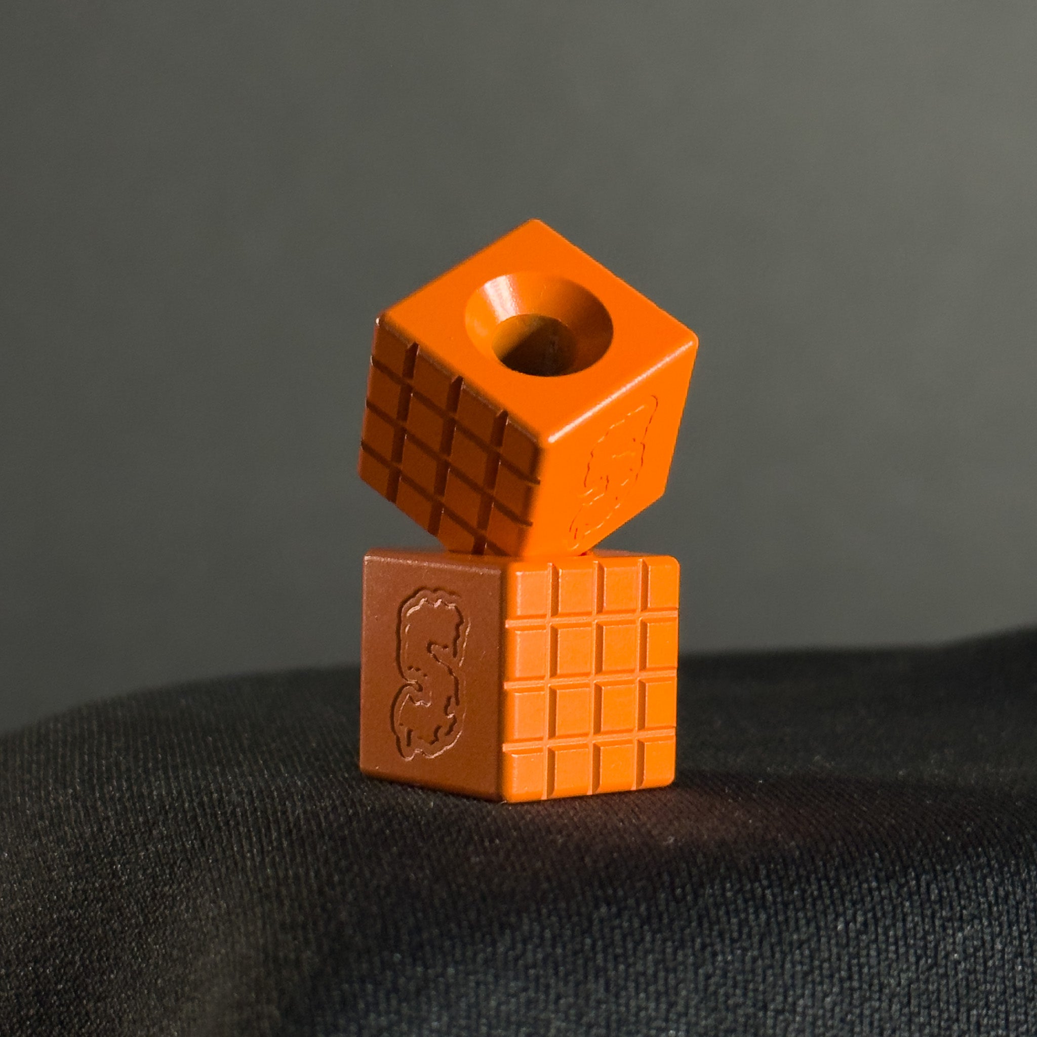 EDC Bead — Cube, Frag Pattern in Hunter Orange Cerakote