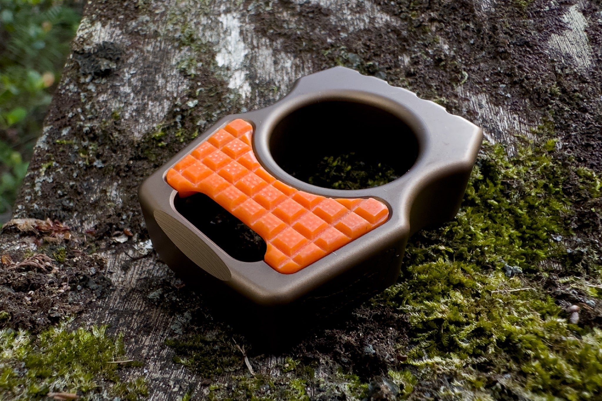 G-10 Orange Frag Pattern Inlay for Swampy Custom Keychains