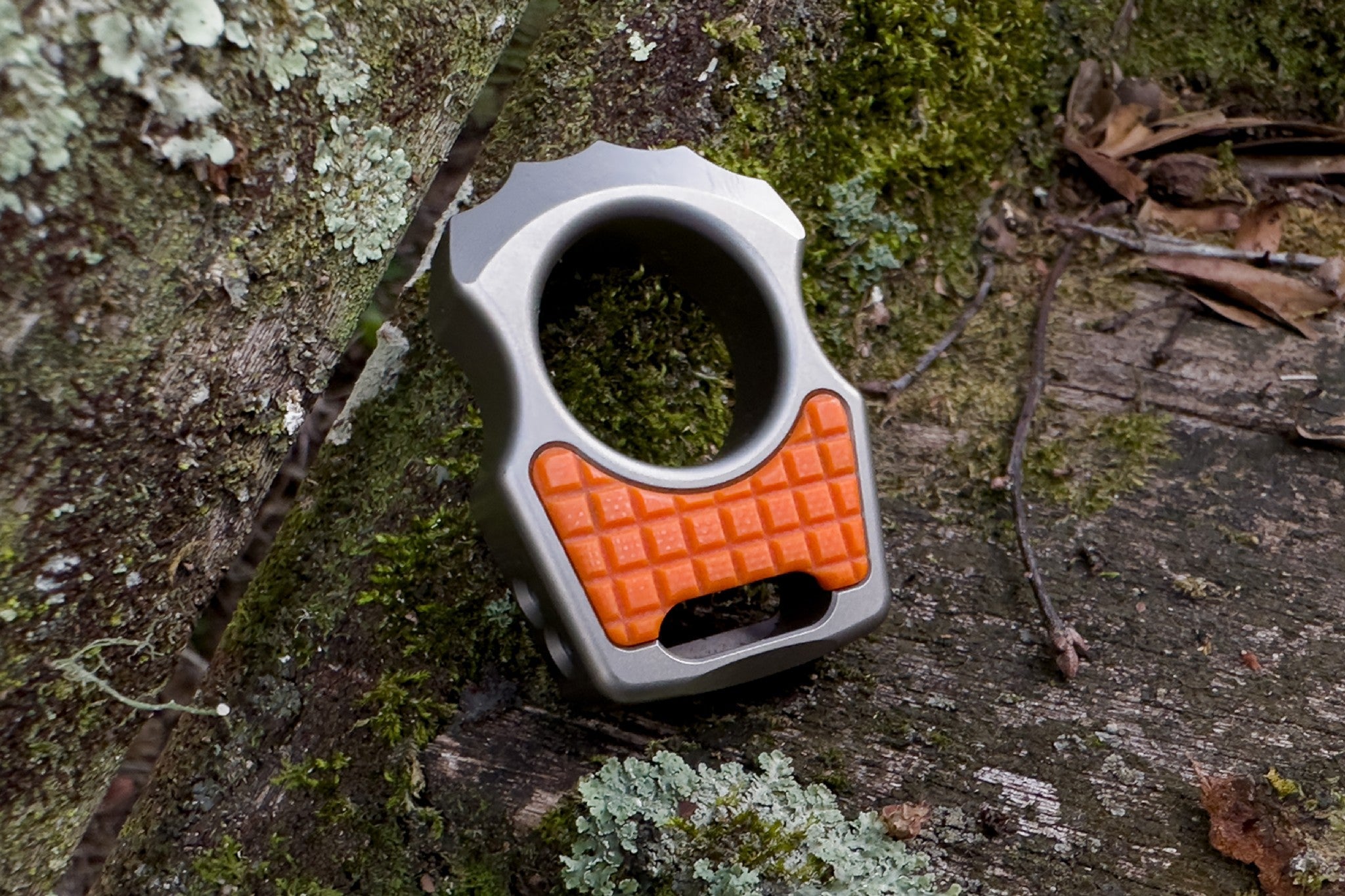 G-10 Orange Frag Pattern Inlay for Swampy Custom Keychains