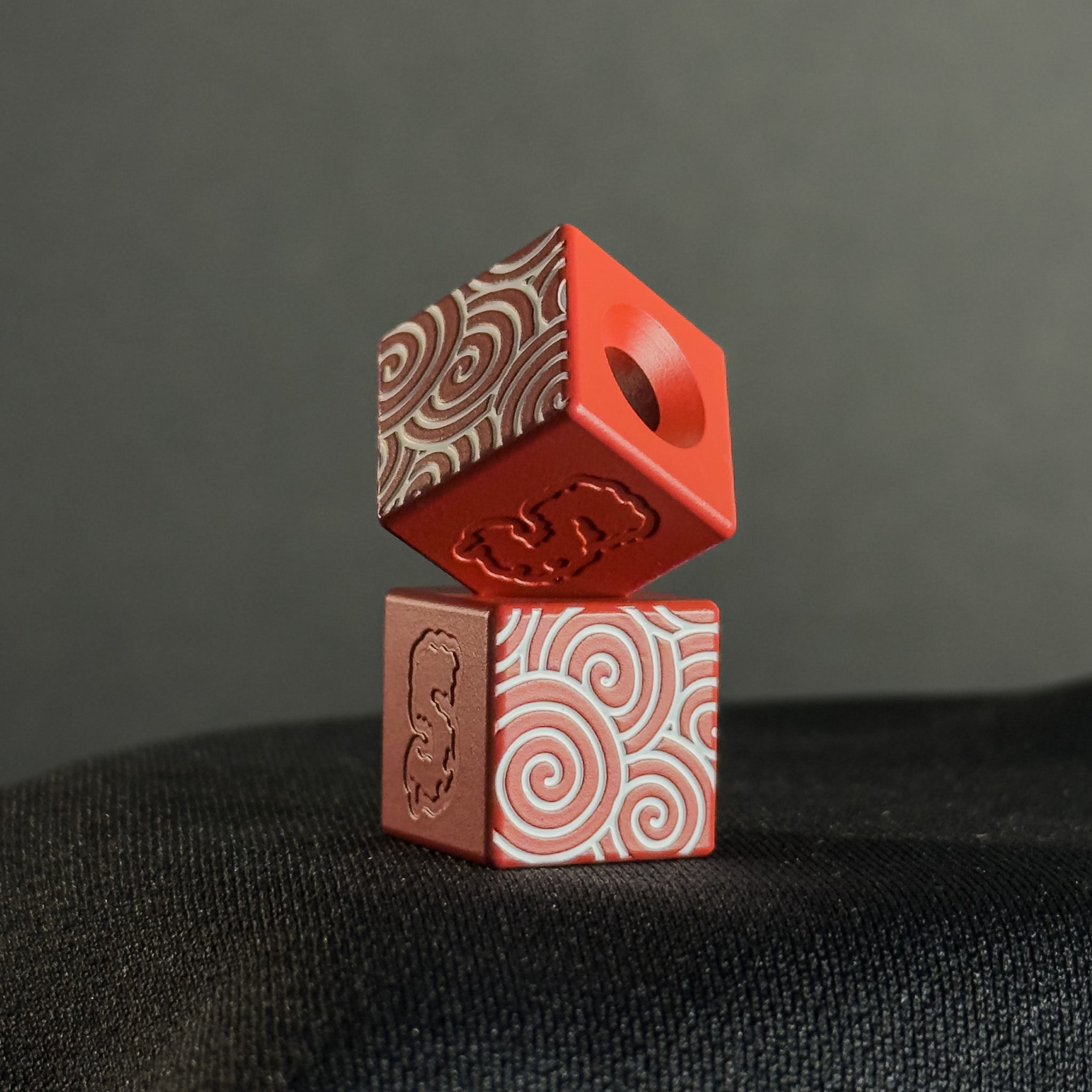 Cube Paracord Bead β White Japanese Pattern in Firehouse Red Cerakote