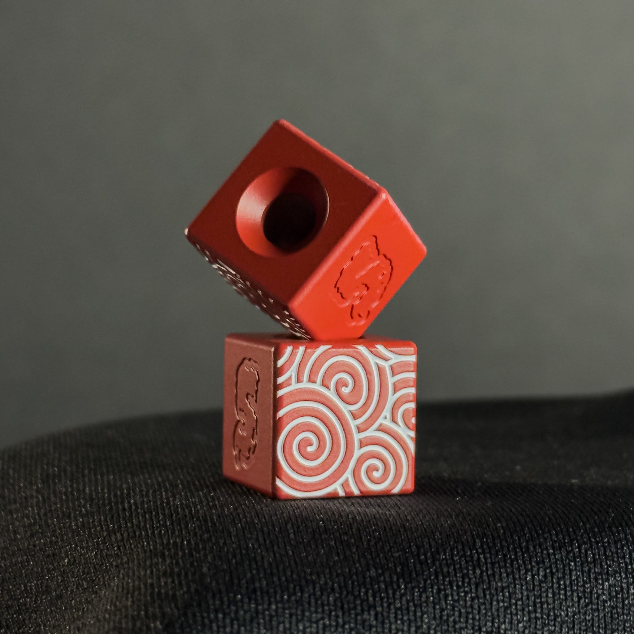 Cube Paracord Bead — White Japanese Pattern in Firehouse Red Cerakote