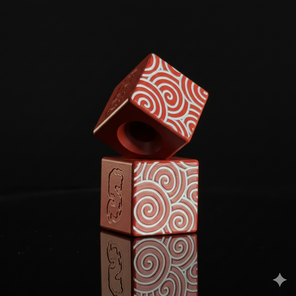 Cube Paracord Bead β White Japanese Pattern in Firehouse Red Cerakote